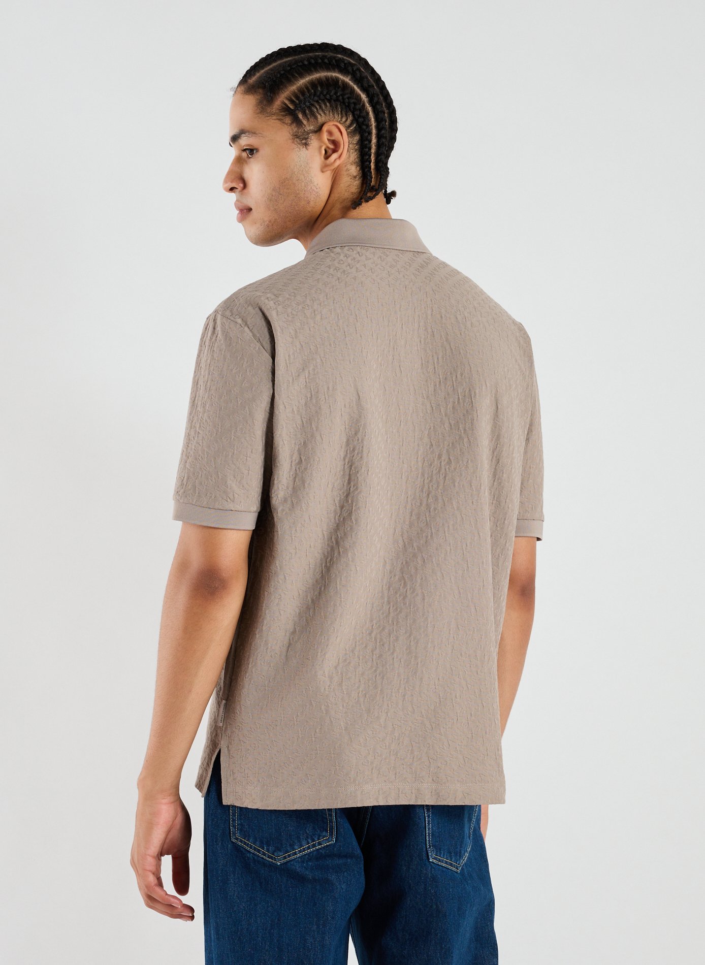 Short-sleeved jacquard cotton polo ARMANI EXCHANGE Brown