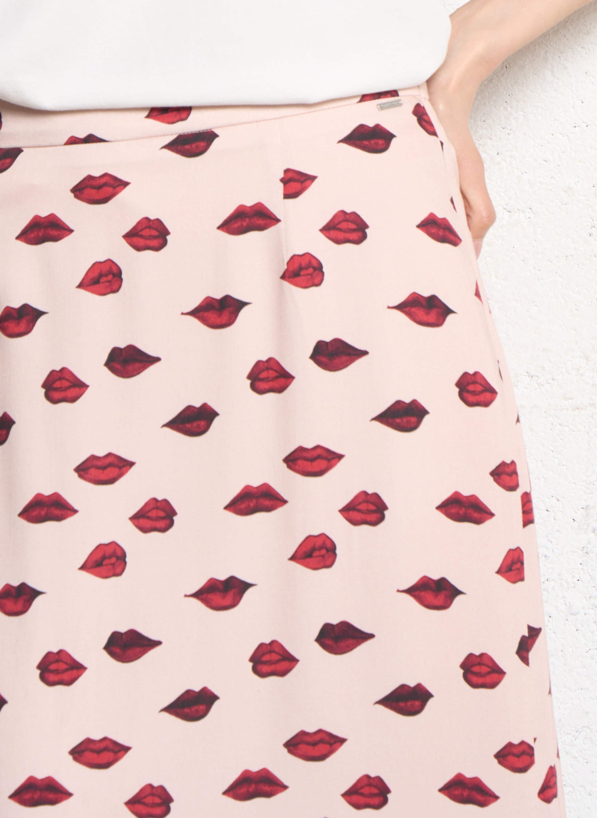 Jupe droite midi IKKS Rose