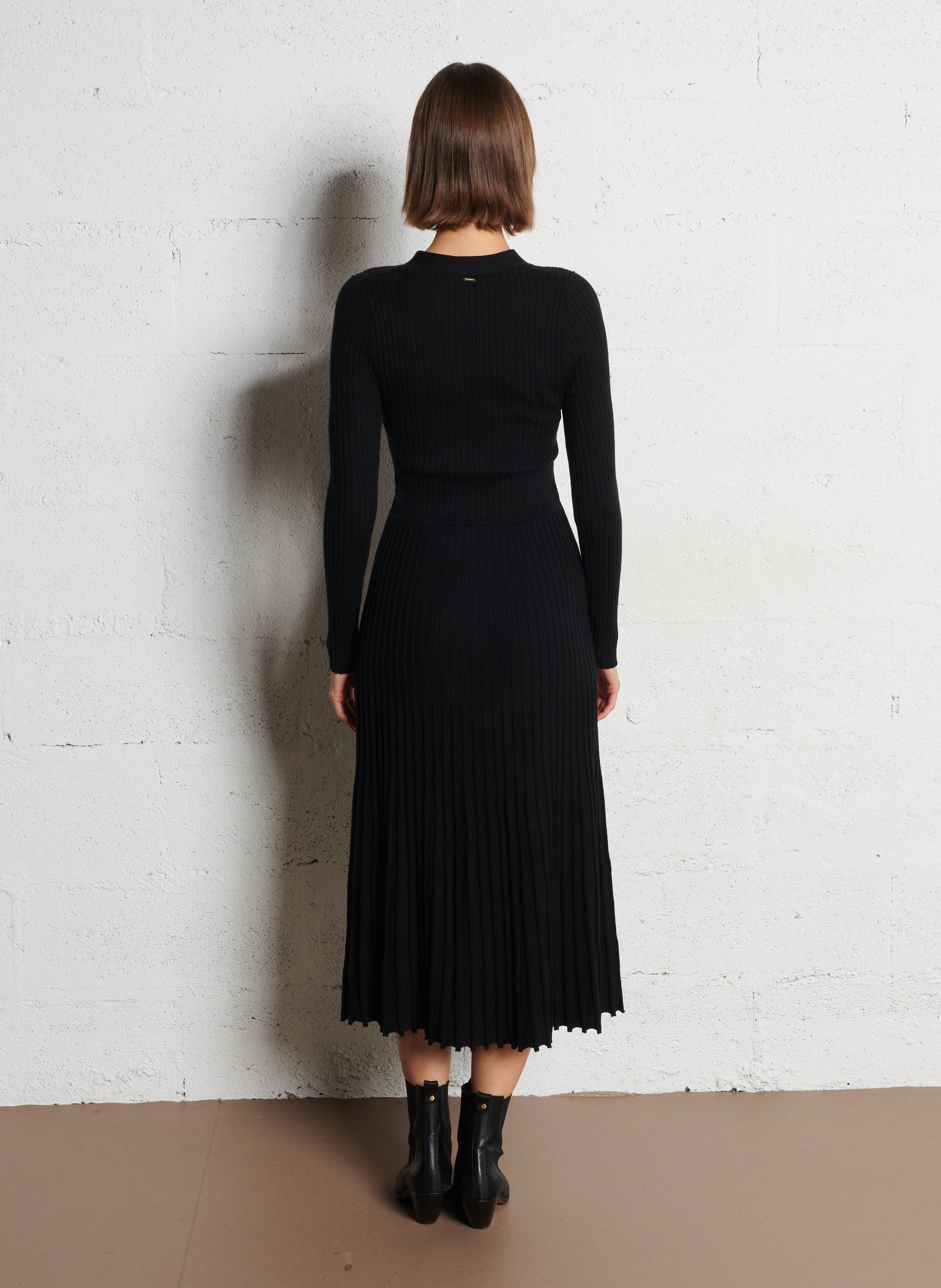 Robe longue col v IKKS Noir