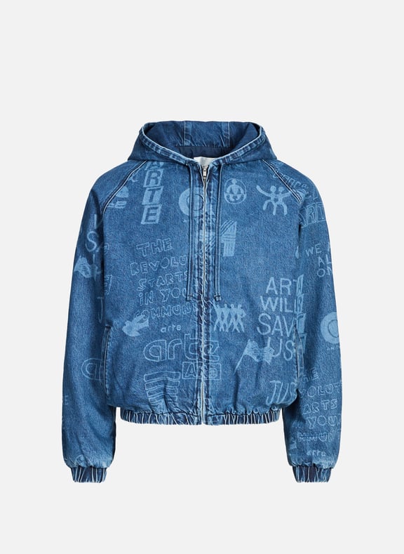 Oversized cotton hooded jacket Blue by ARTE ANTWERP ARTE ANTWERP Oversized cotton hooded jacket Blue