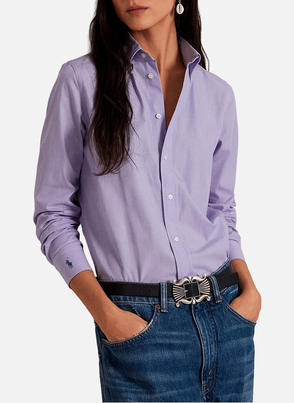 Shirt with American collar in blended cotton Purple by POLO RALPH LAUREN POLO RALPH LAUREN Shirt with American collar in blended cotton Purple