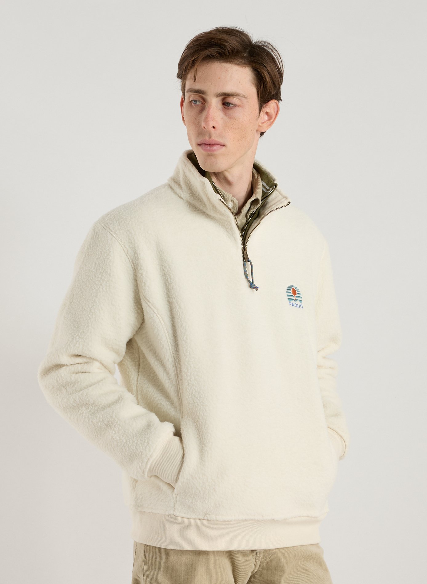 FAGUO Veste polaire droite Aubiac à col montant Beige