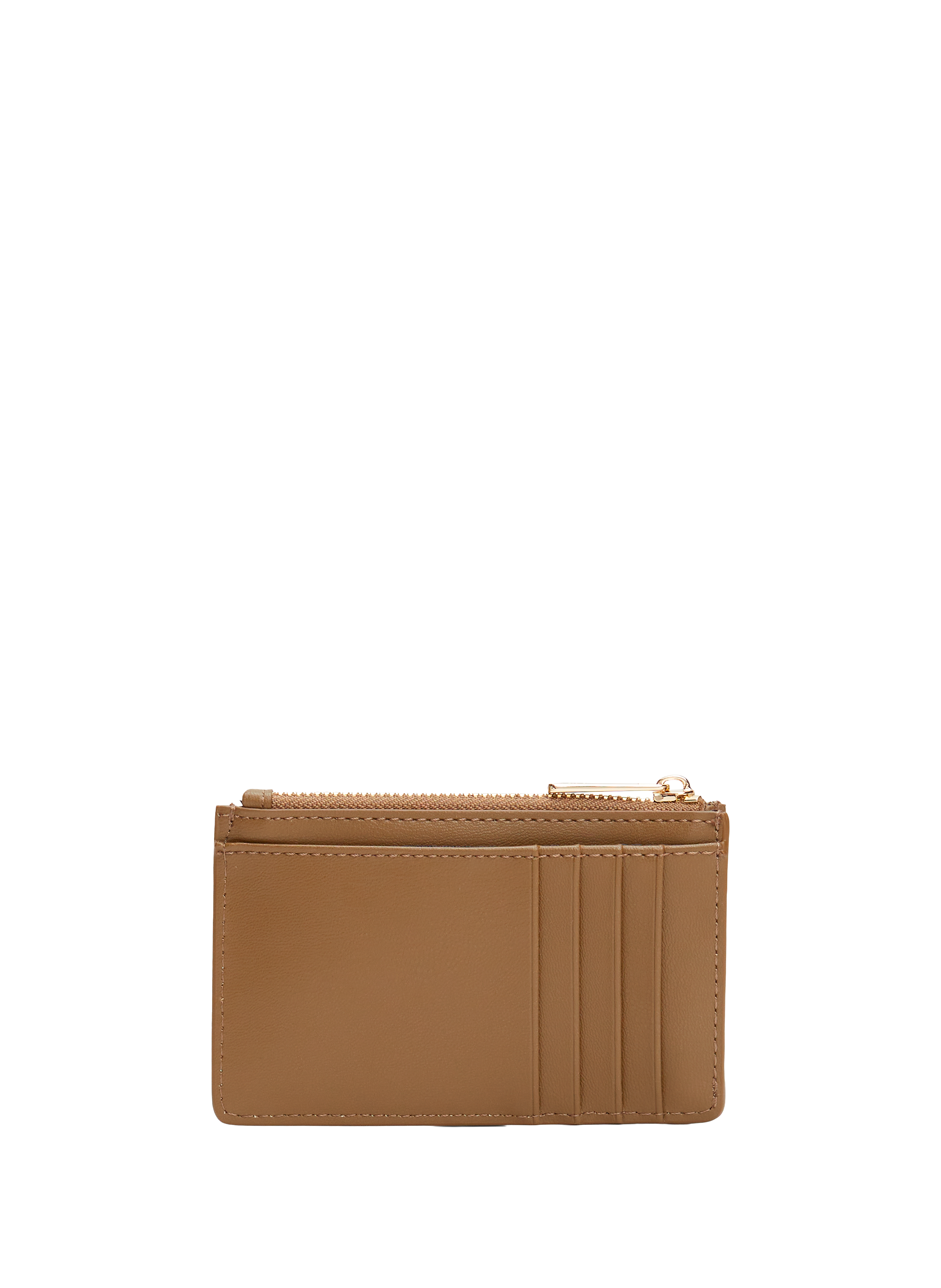 Porte-cartes zippé à logo effet cuir TOMMY HILFIGER Marron