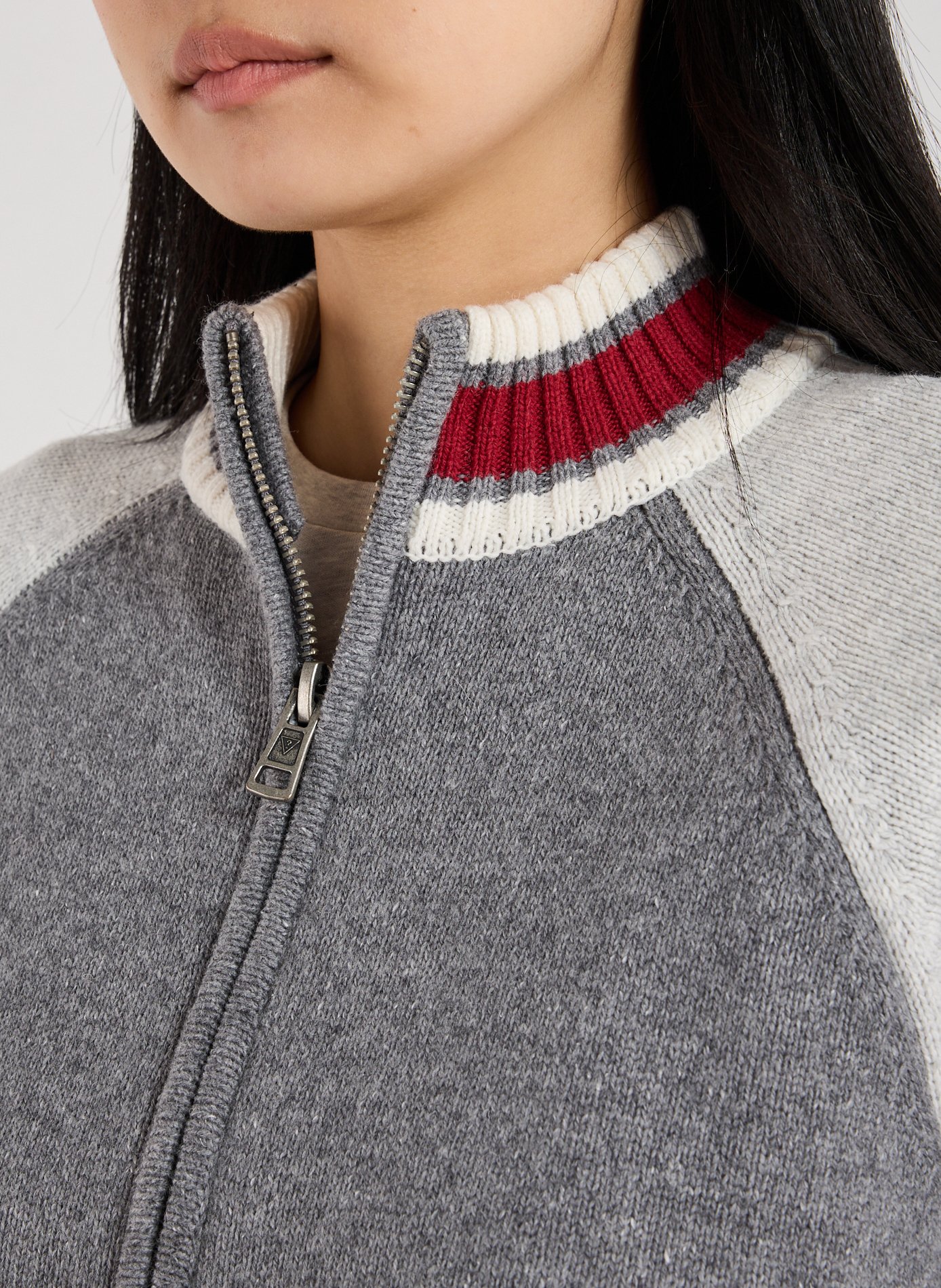 Veste col montant en coton et laine mélangés GUESS Multicolore