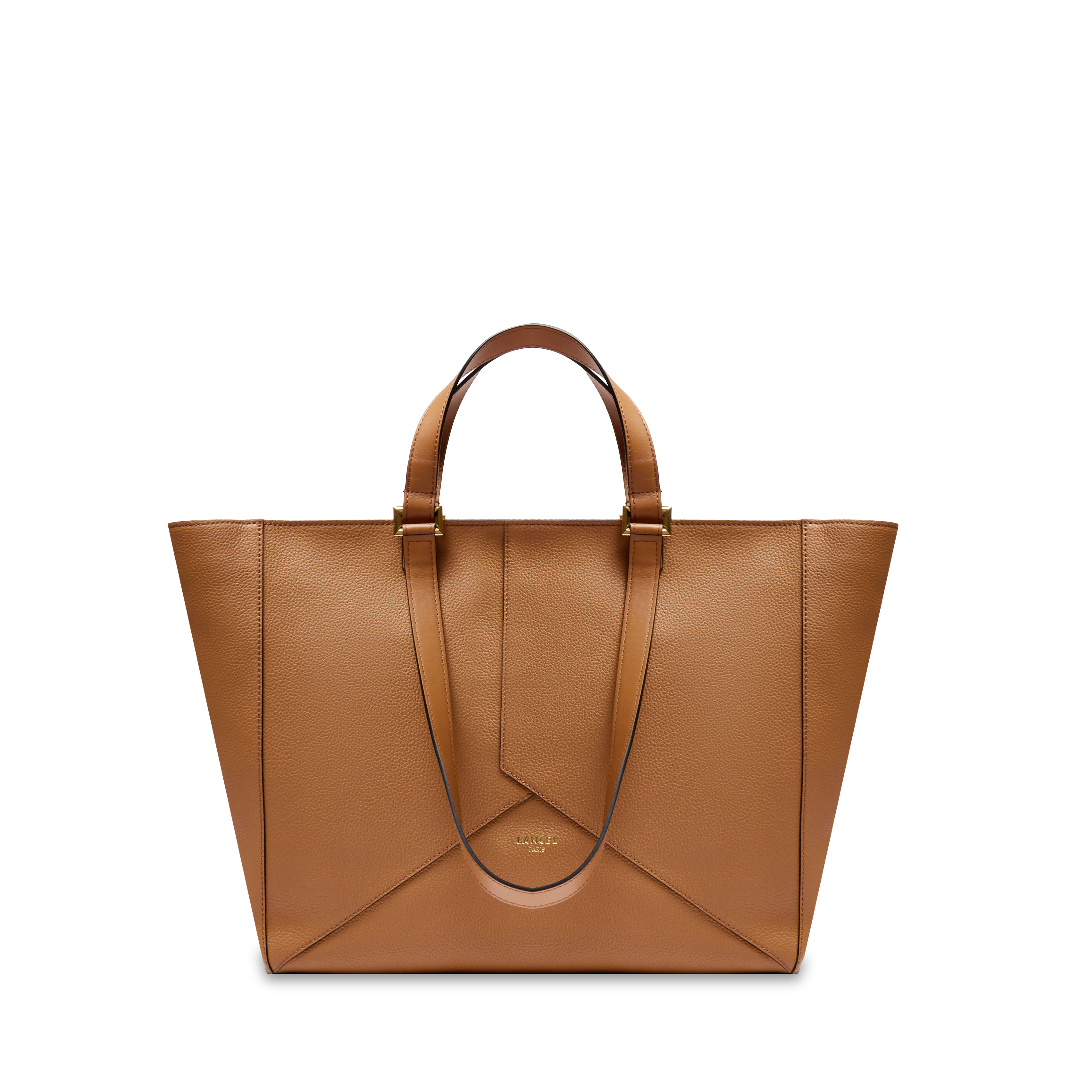 Sac cabas zippé m double porté enveloppe de lancel en cuir LANCEL Marron