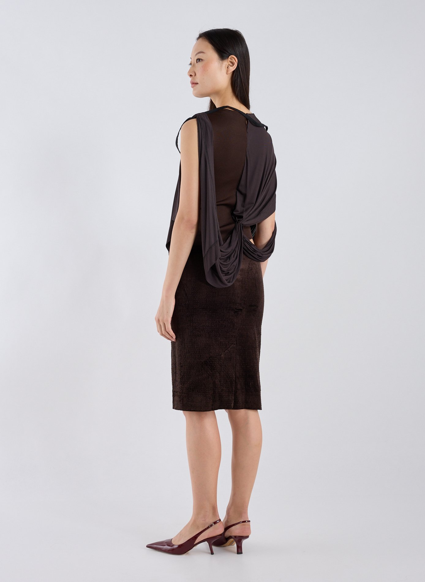 Robe midi Outline Collision en coton mélangé CHRISTOPHER ESBER Marron