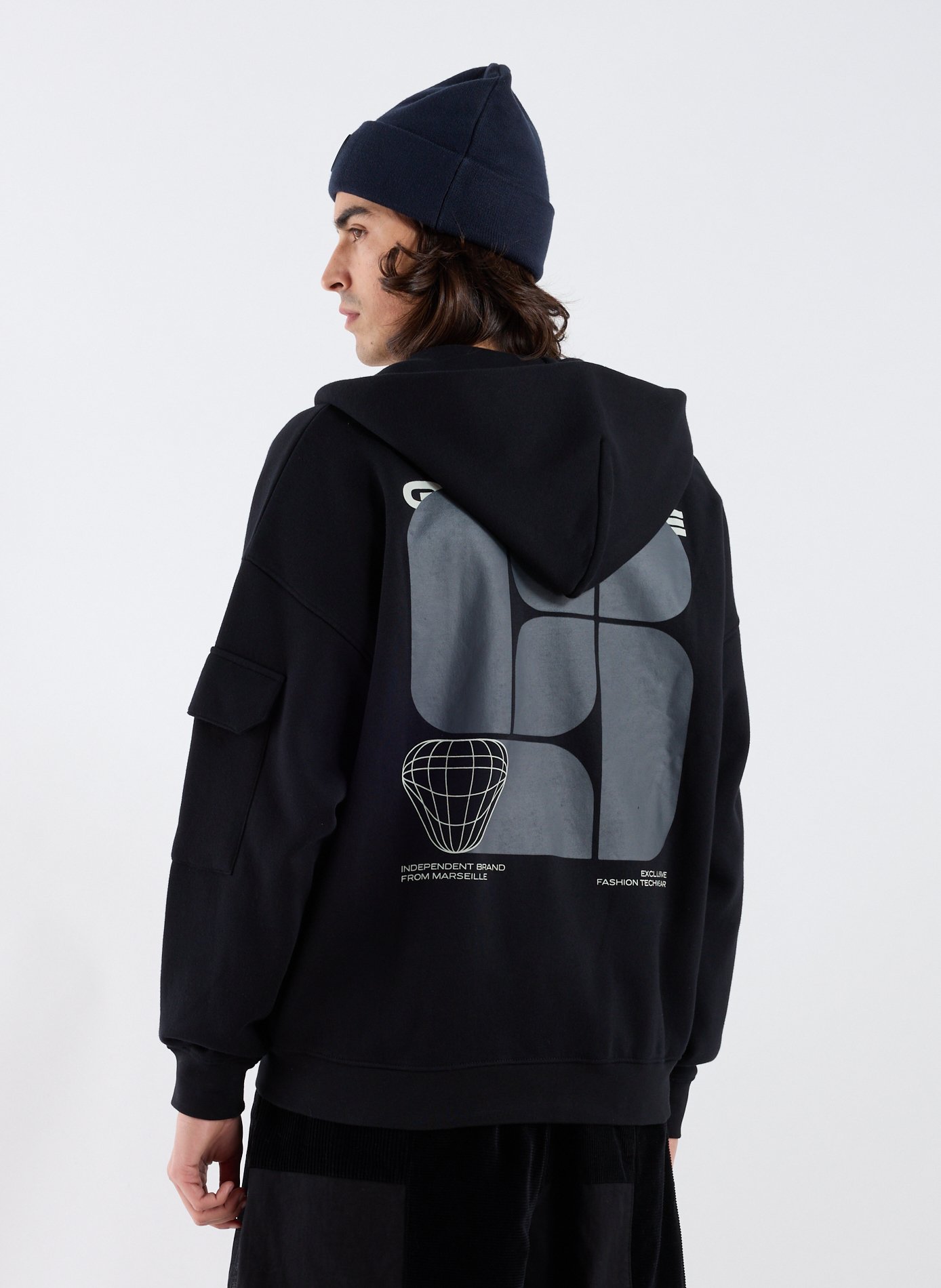 Zip-up hoodie in blended cotton GERTRUDE ET GASTON Blue