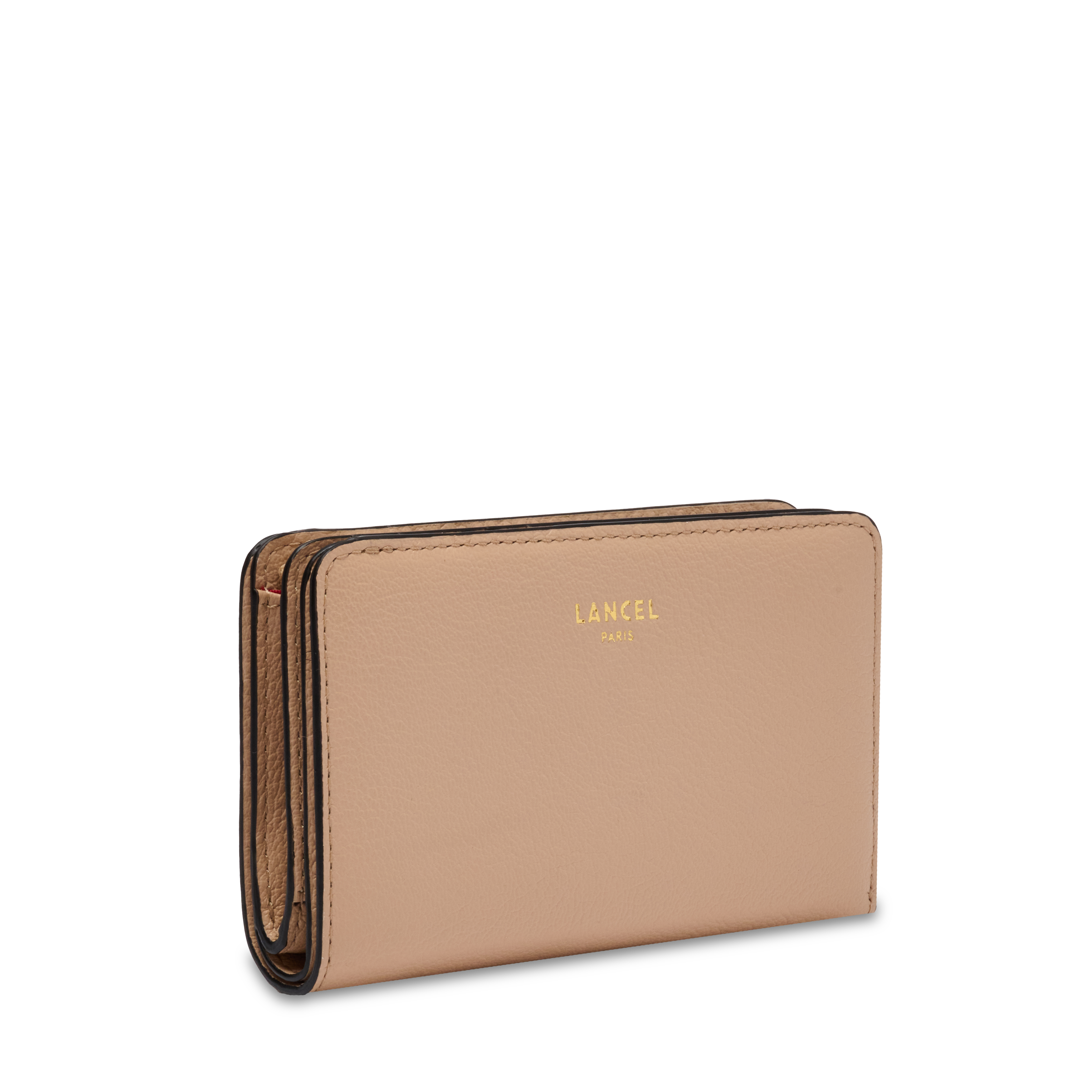 Portefeuille rectangulaire zippé bcbg de lancel en cuir LANCEL Beige