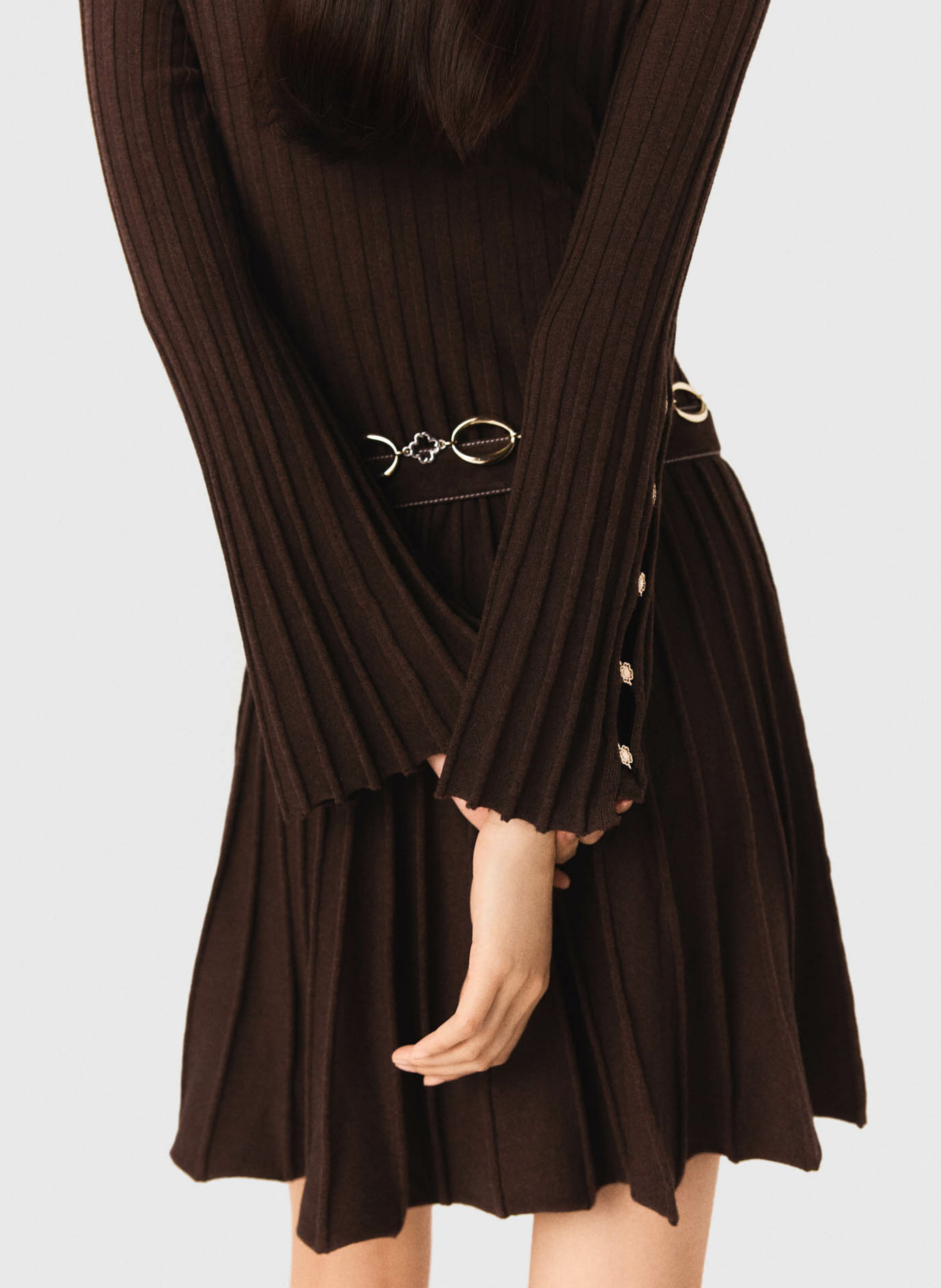 Robe courte col roulé Marron