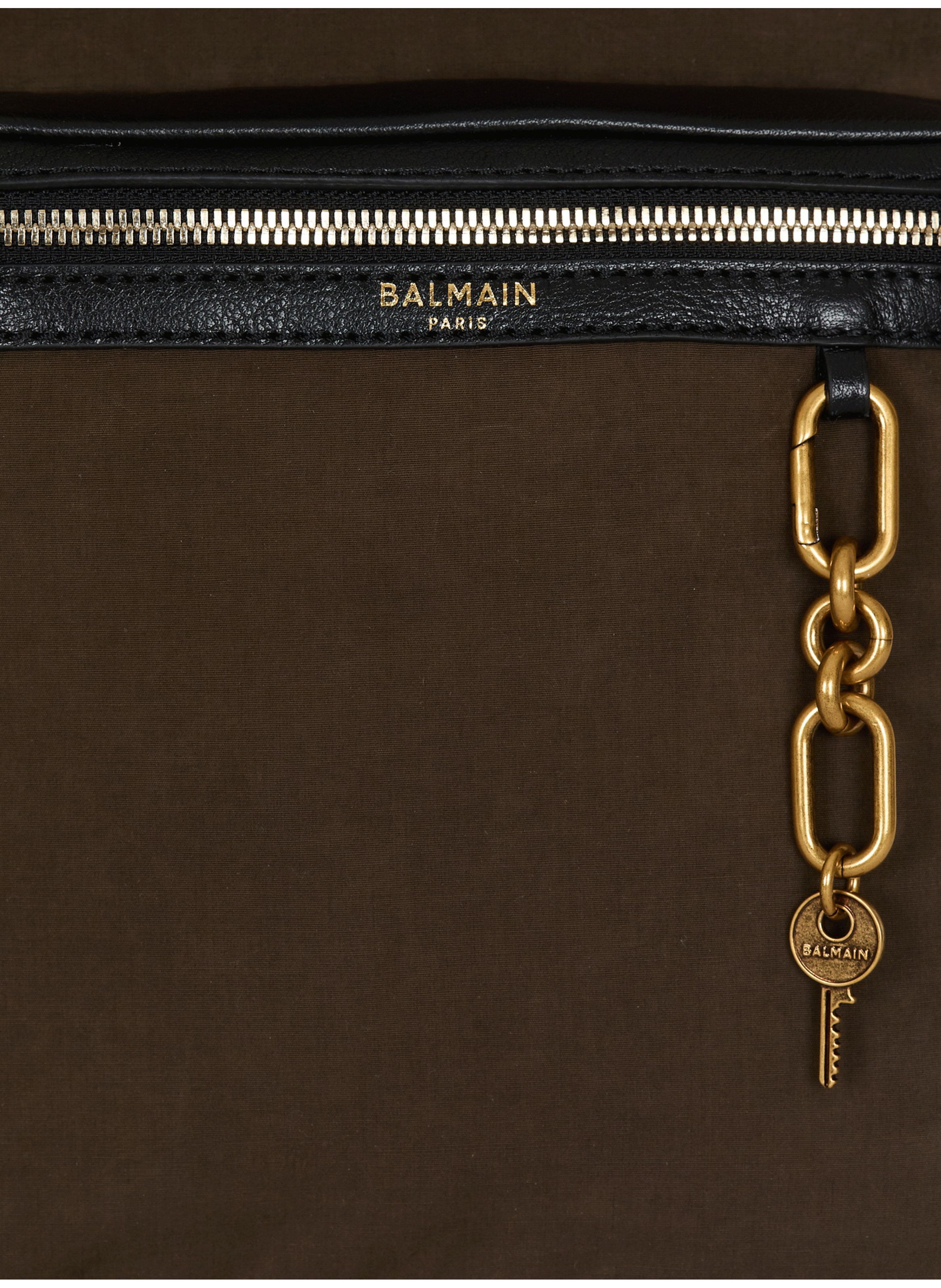 Sac à dos pulse en cuir de veau et nylon BALMAIN Vert