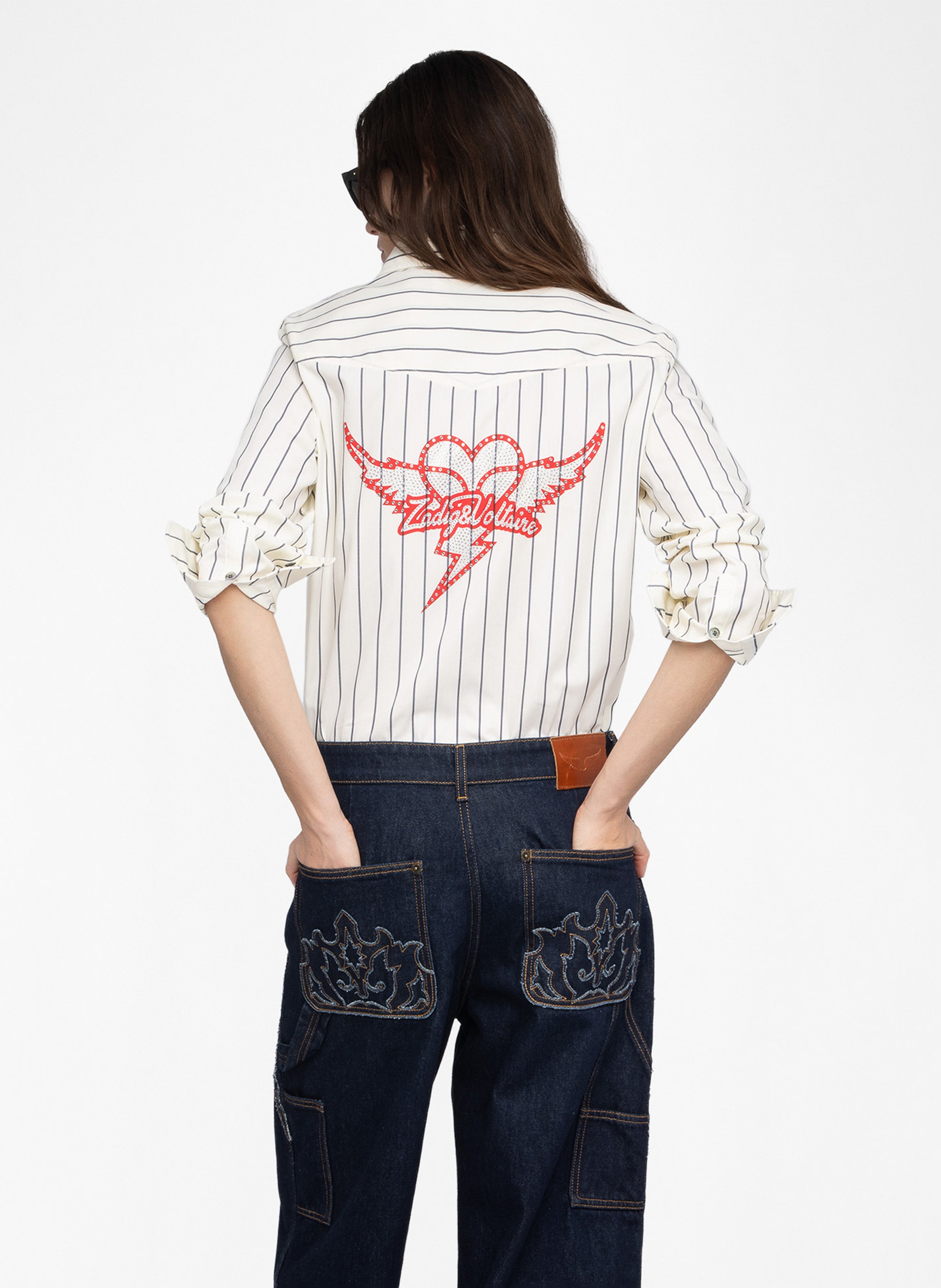 Chemise droite col classique en coton rayé thelma ZADIG&VOLTAIRE Jaune