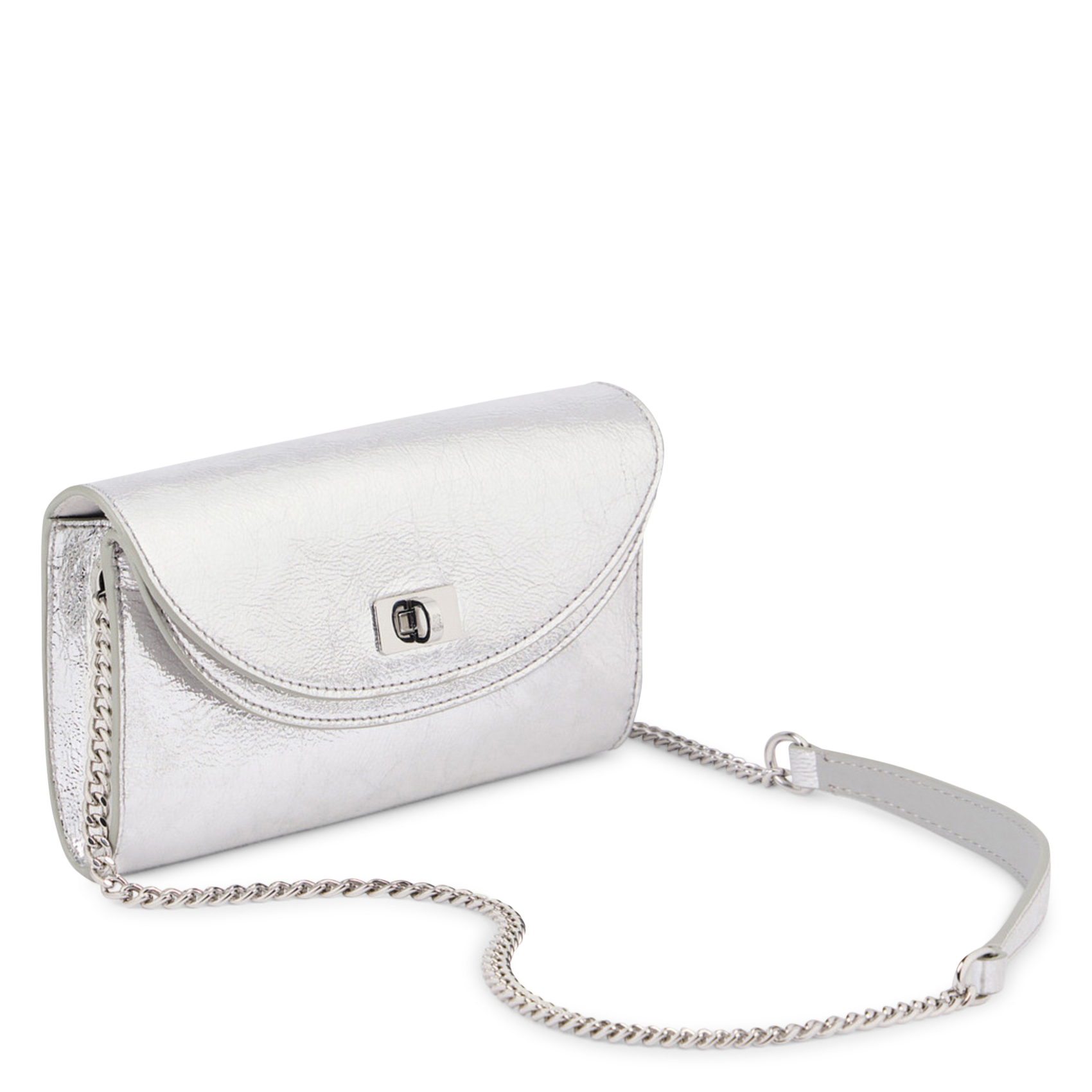 Sac bandoulière en cuir brillant SANDRO Argent