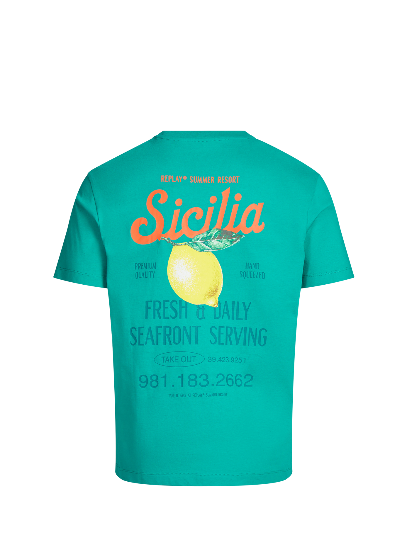 Straight short-sleeved cotton T-shirt REPLAY Blue