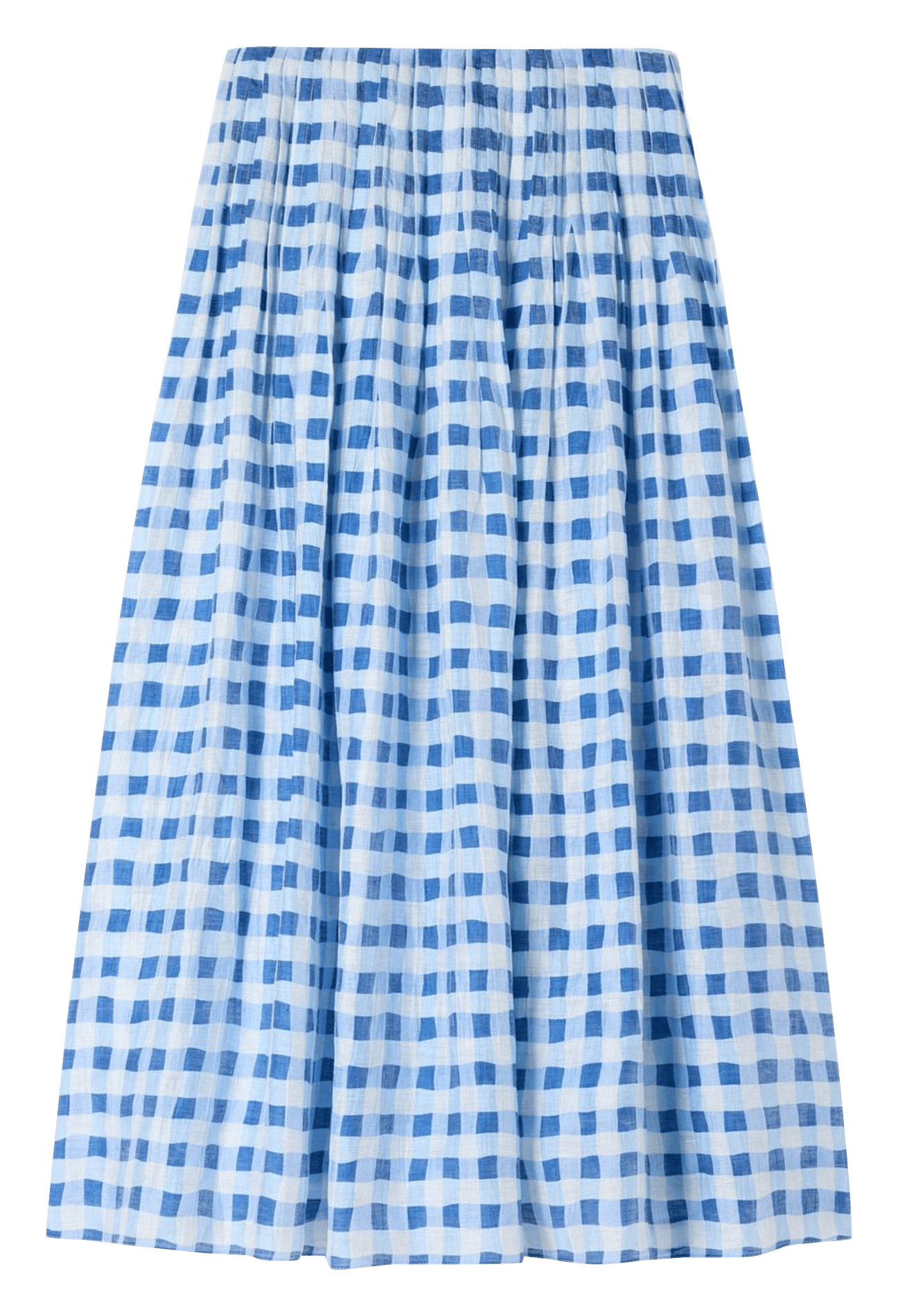 Jupe midi carreaux de vichy en lin mélangé SANDRO Bleu
