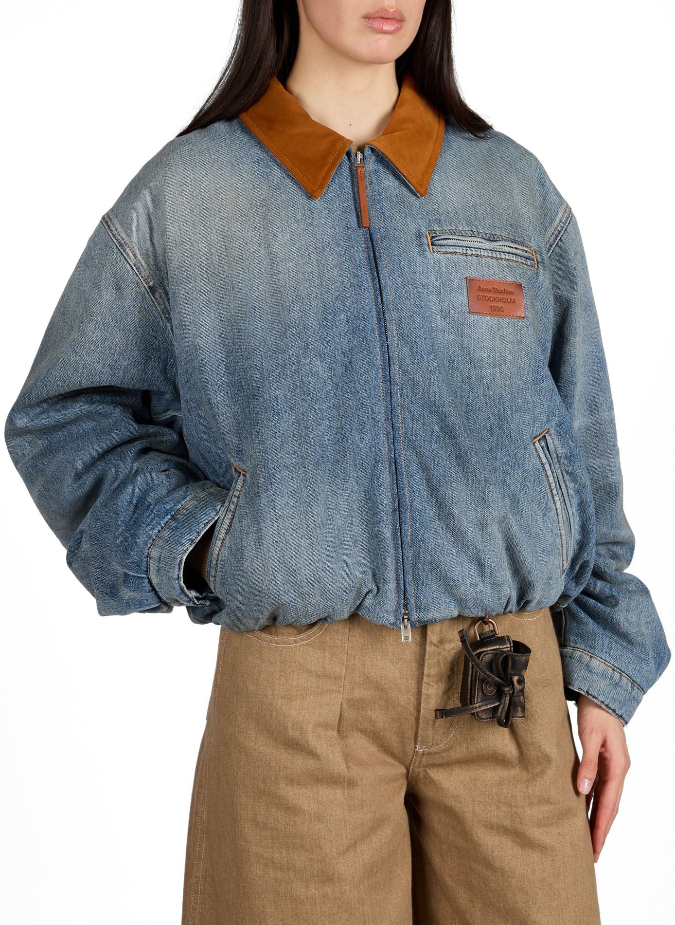 Bomber ample en denim de coton mélangé ACNE STUDIOS Bleu