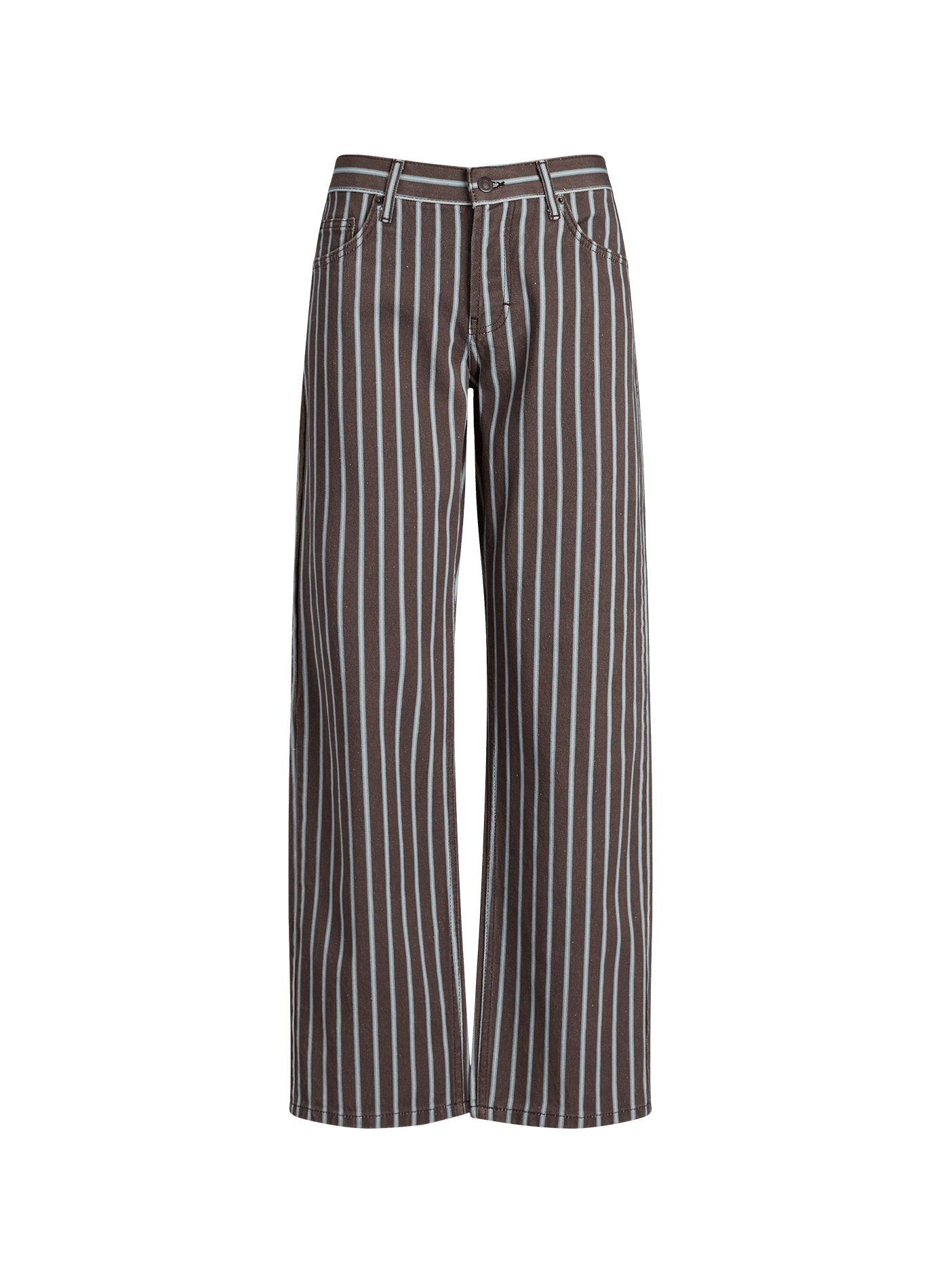 Wide striped cotton pants Tsember TOPSHOP Brown