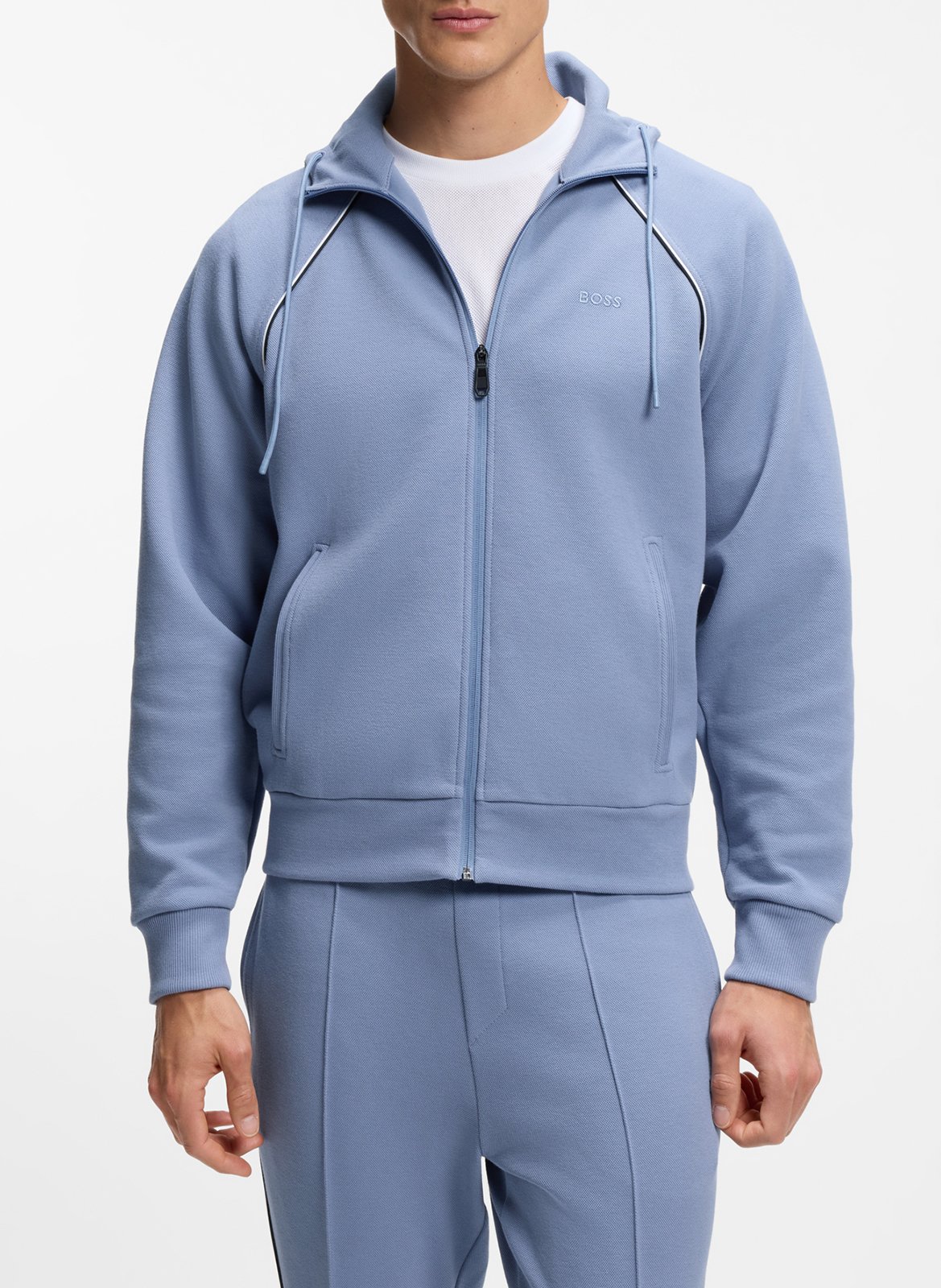 Sweat col rond en coton mélangé BOSS Bleu