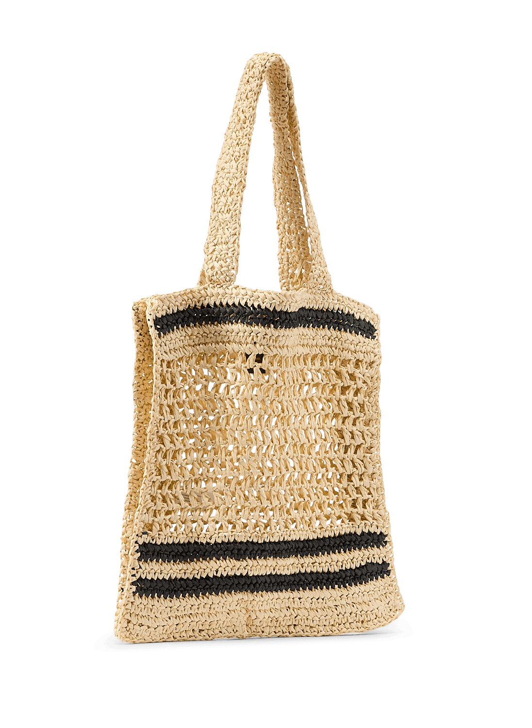 Panier paperstraw ouvert rayé AU PRINTEMPS PARIS Noir