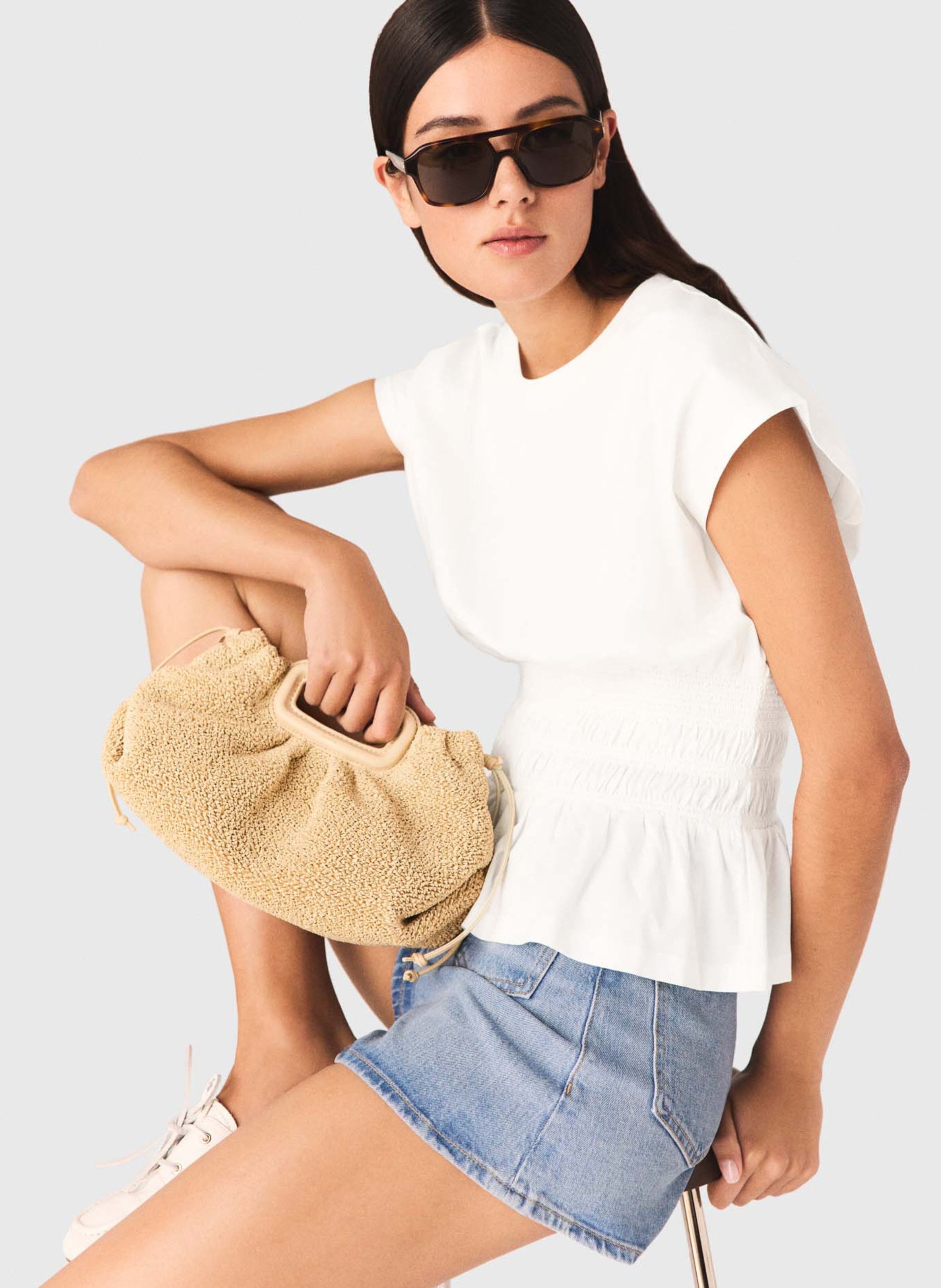 T-shirt ajusté en coton MAJE Blanc