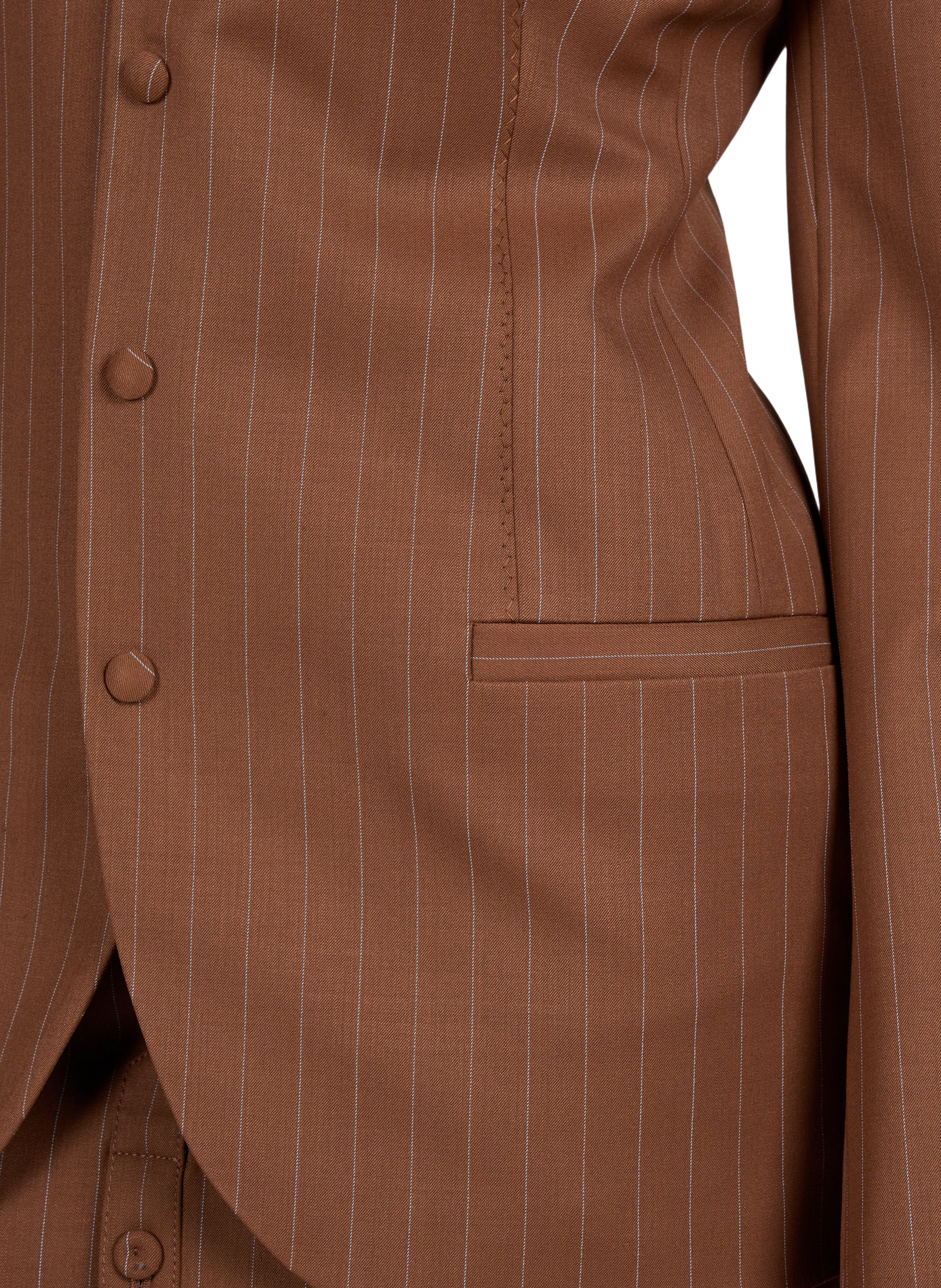 Blazer rayé à capuche en laine vierge mélangée JEAN PAUL GAULTIER Marron