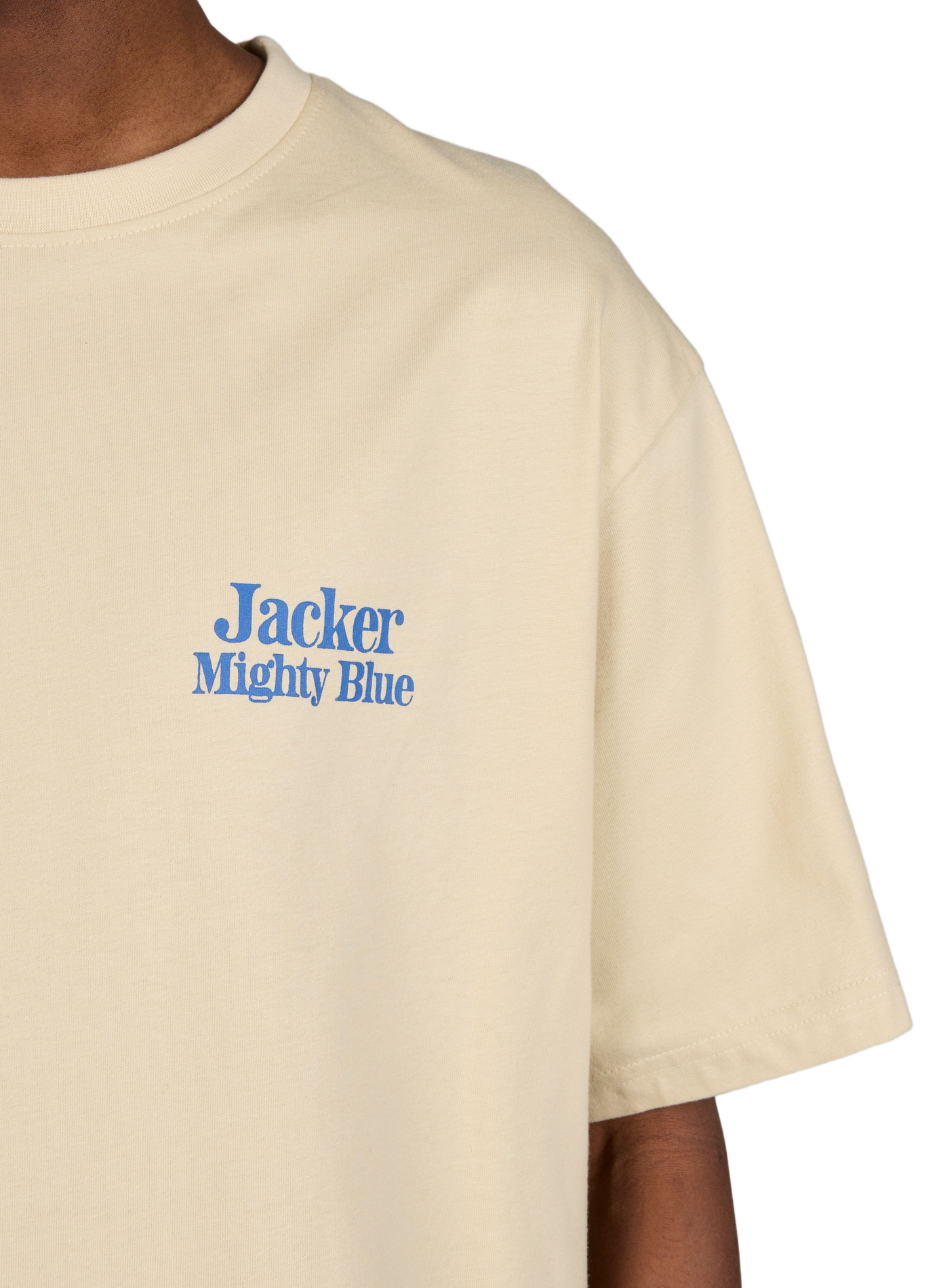 T-shirt droit imprimé en coton JACKER. Beige