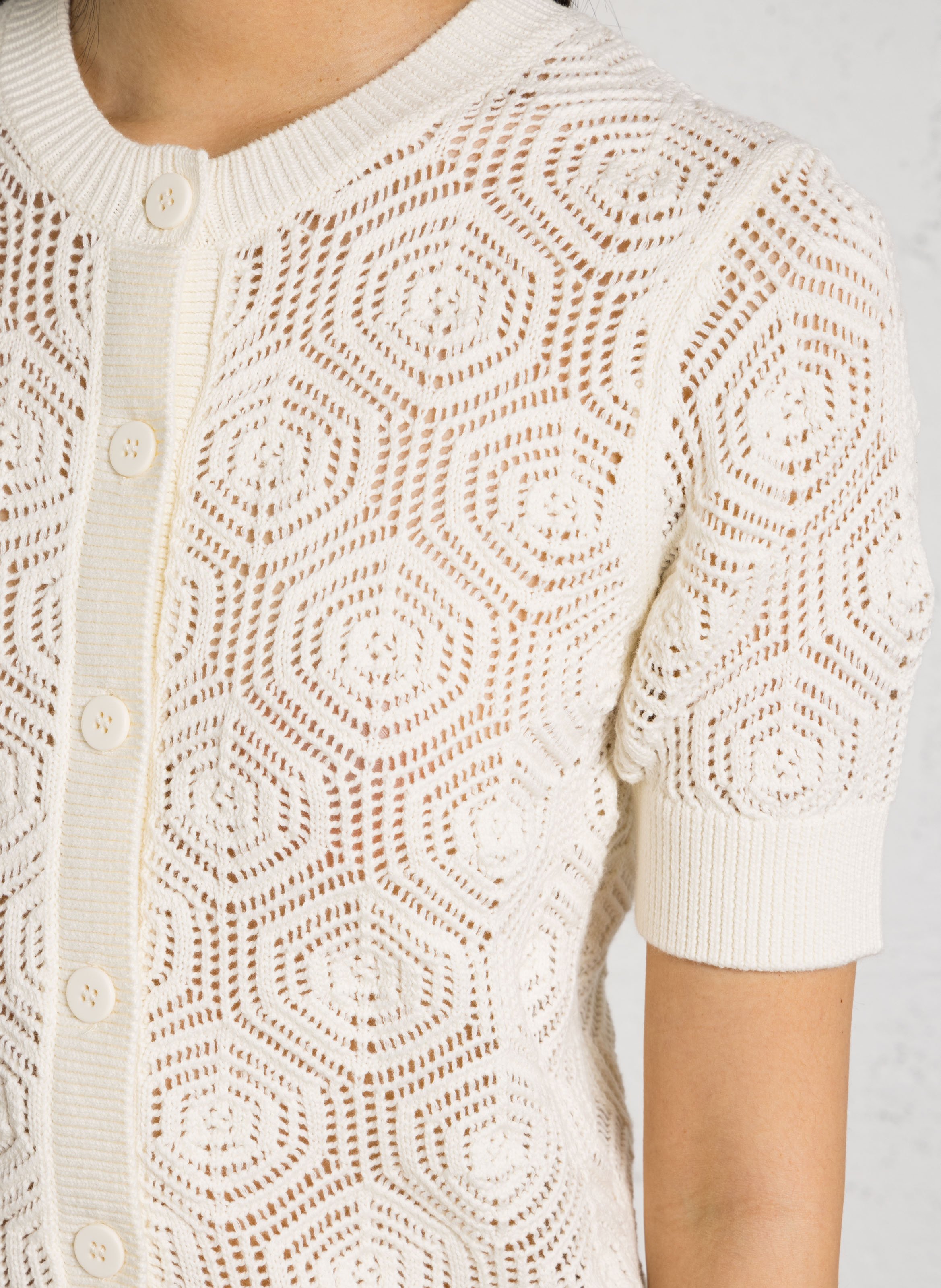 Gilet droit col rond en coton plume MAISON 123 Beige