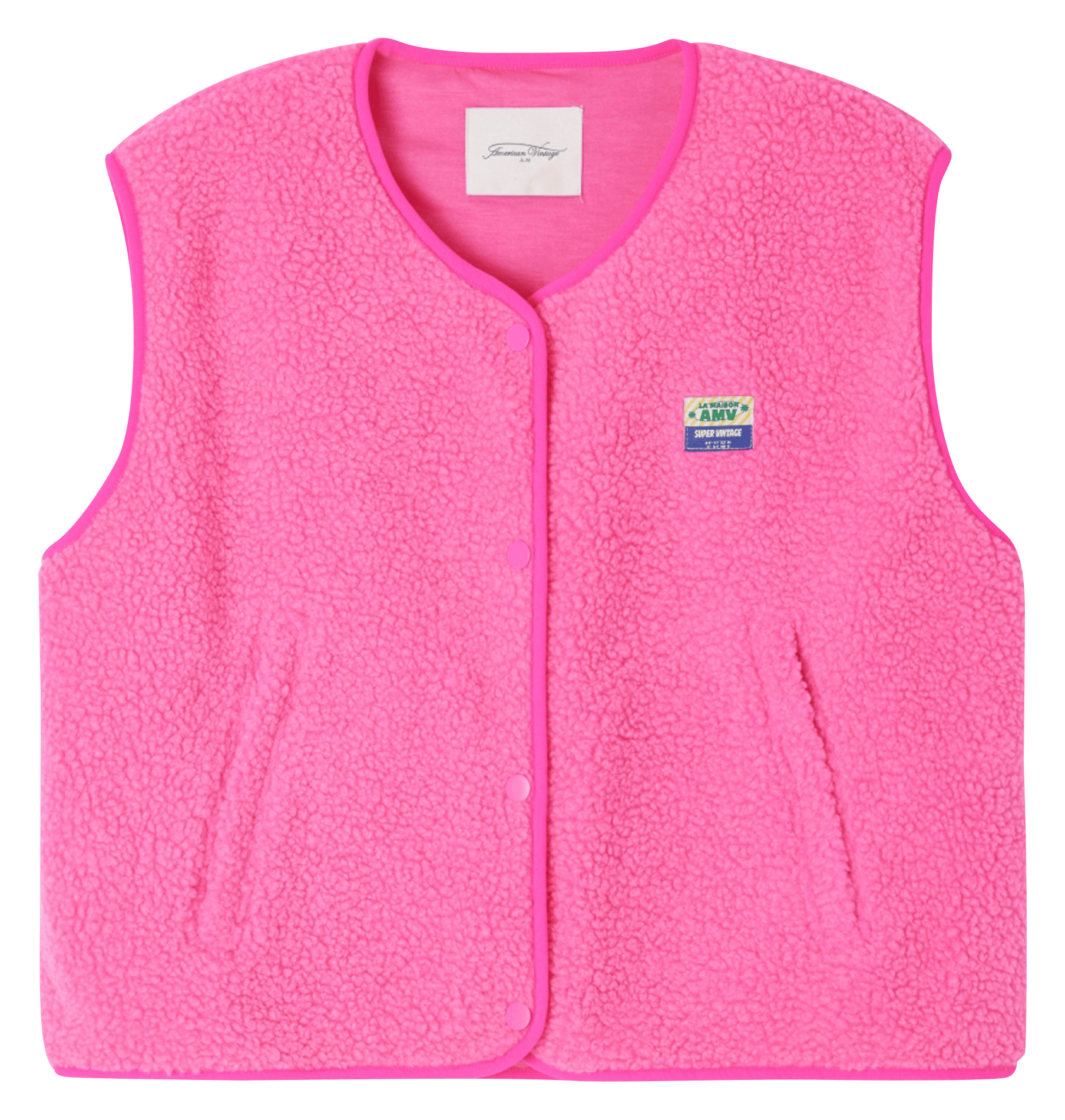 Gilet col rond molletonné sans manches hoktown AMERICAN VINTAGE Rose