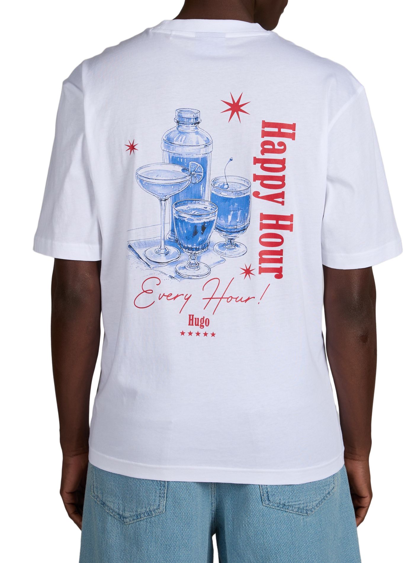 T-shirt droit imprimé à logo HUGO BLUE Blanc