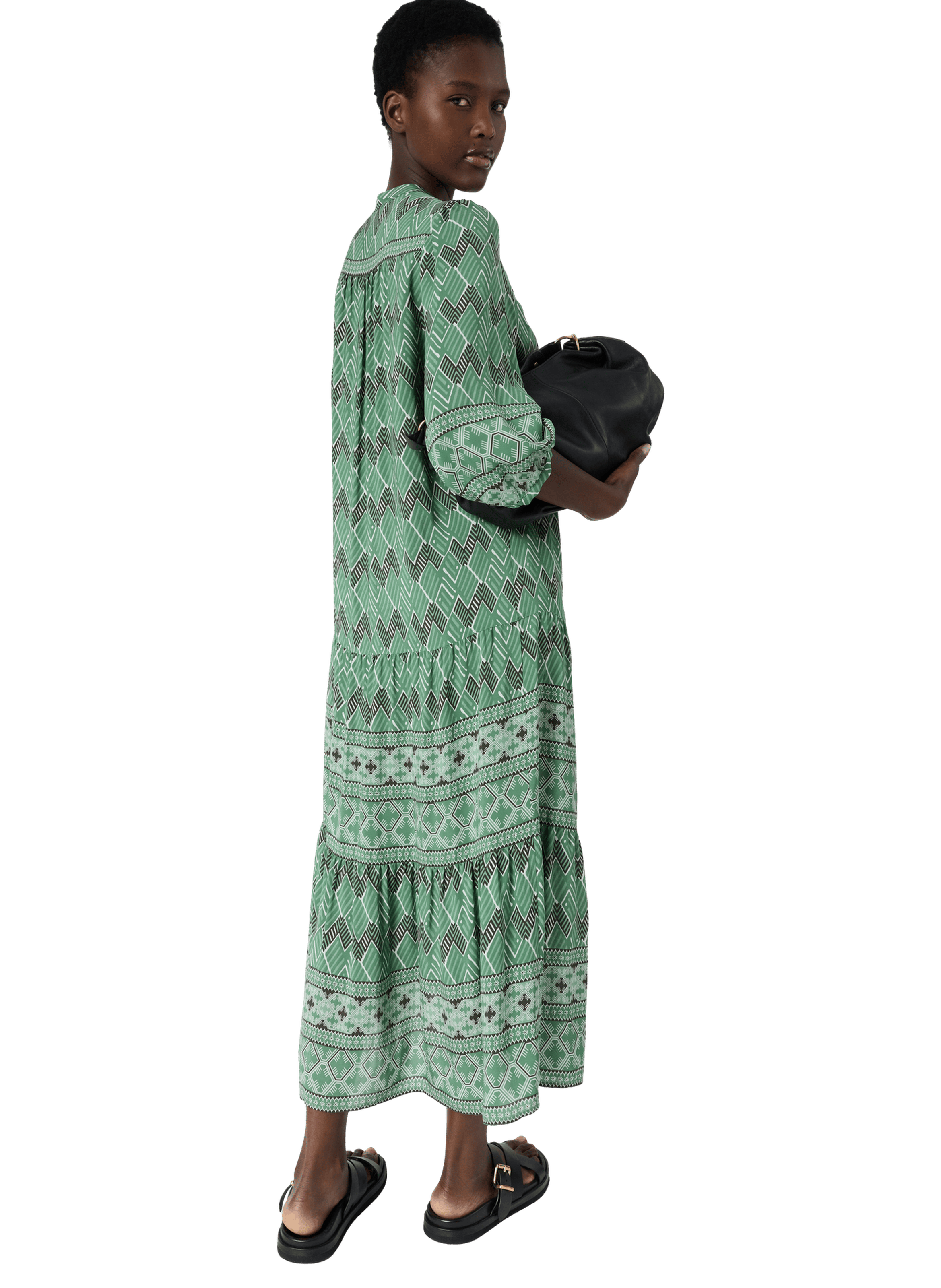 Robe longue imprimé graphique - riham GERARD DAREL Vert