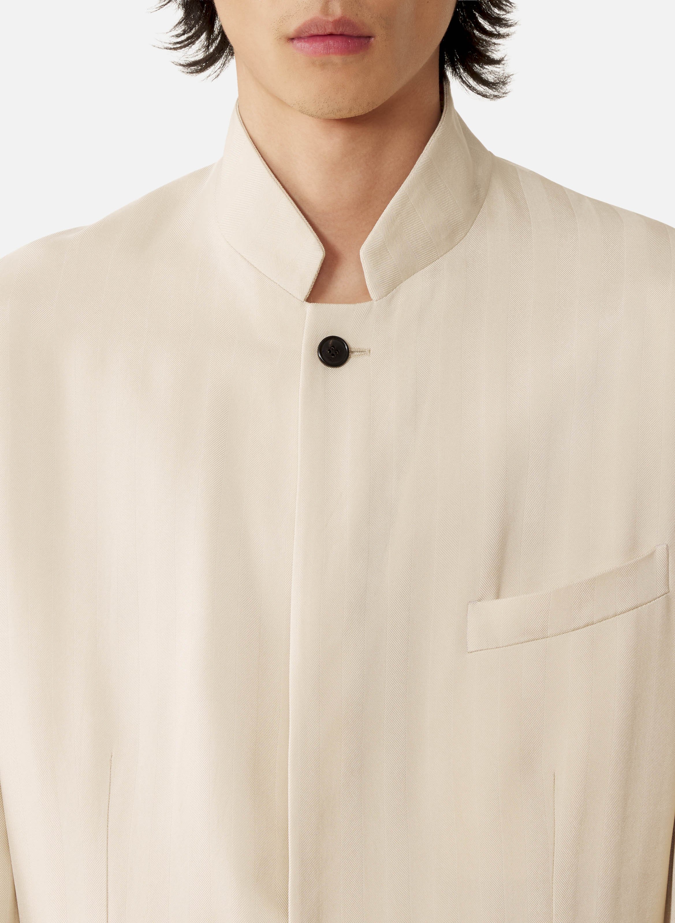 Veste col officier en viscose Blanc