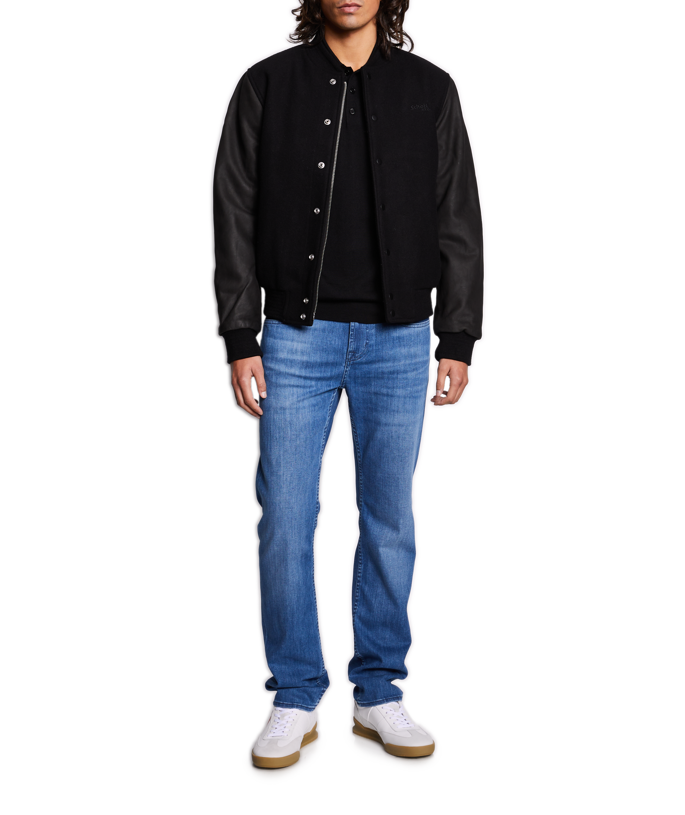 Polo manches longues en laine mérinos AU PRINTEMPS PARIS Noir