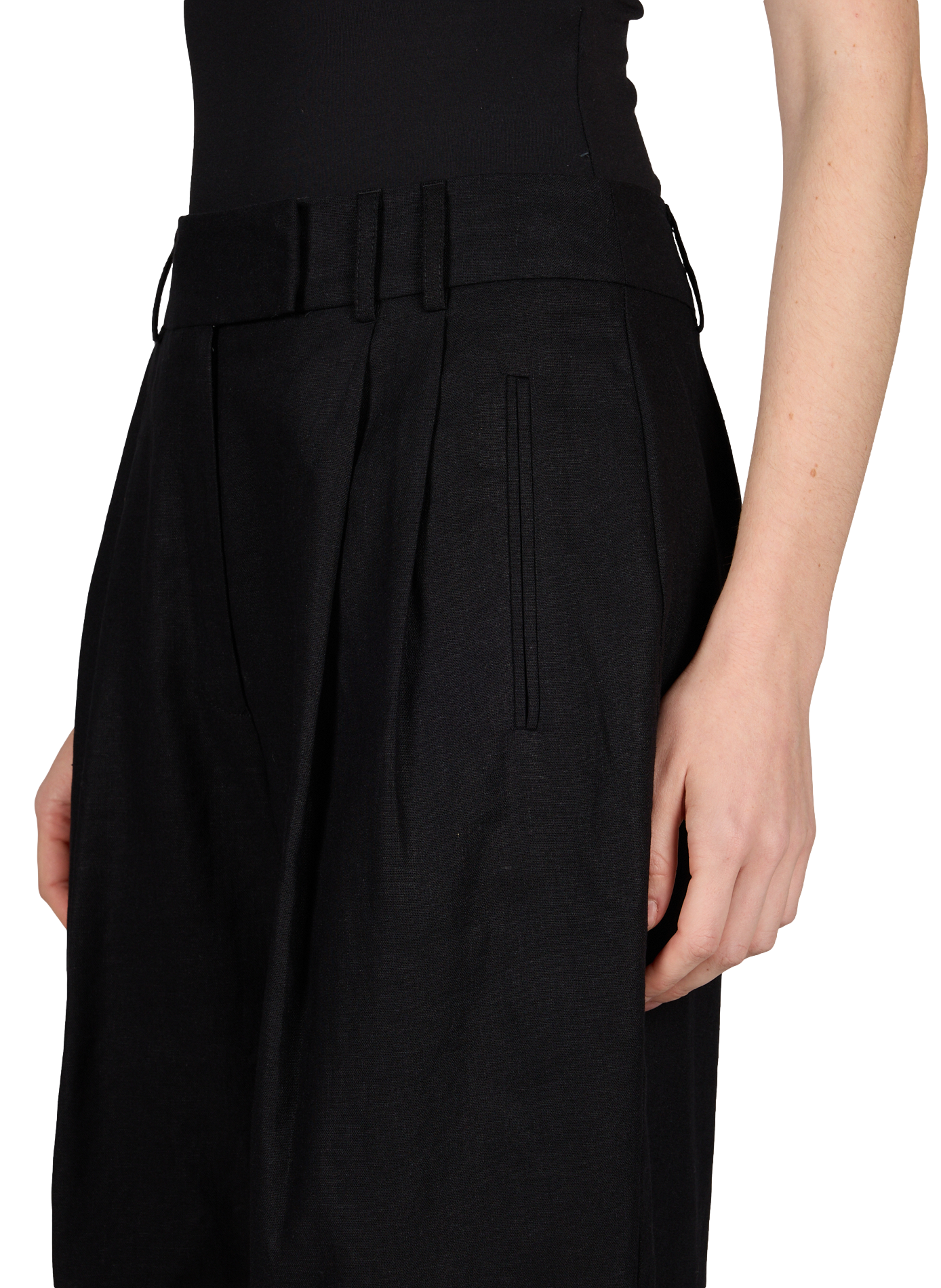 Short large in blended linen TOPSHOP Black