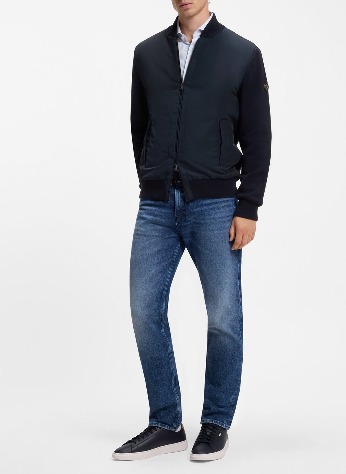 Baskets basses unies en cuir BOSS Bleu