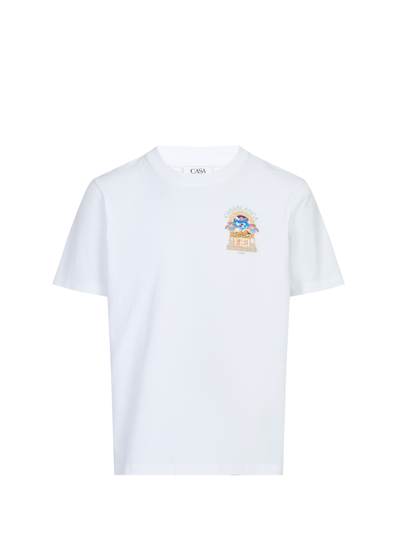 Bedrucktes T-Shirt mit Rundhalsausschnitt aus Baumwolle CASABLANCA PARIS Weiss