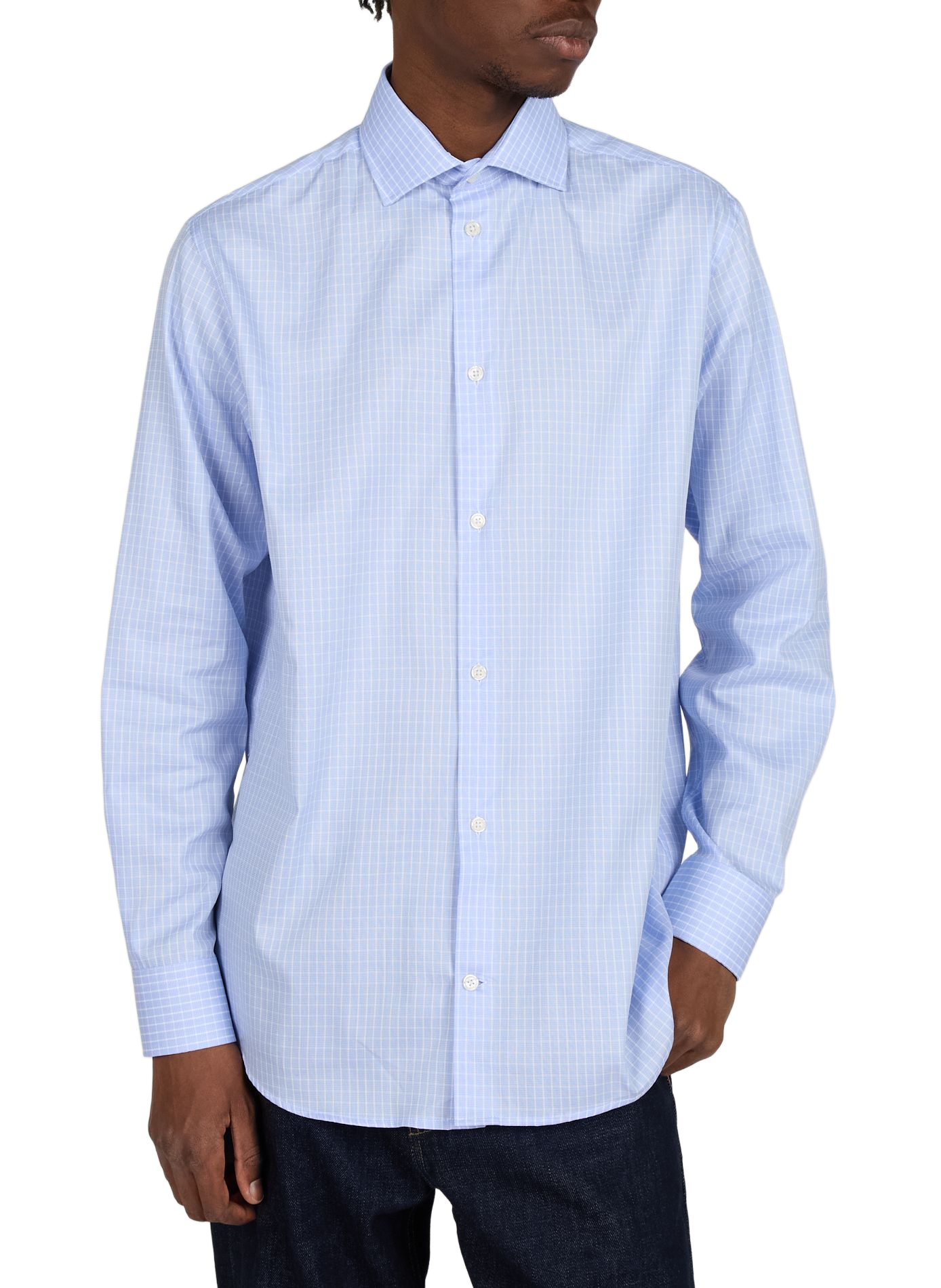 Straight cotton shirt AU PRINTEMPS PARIS Blue