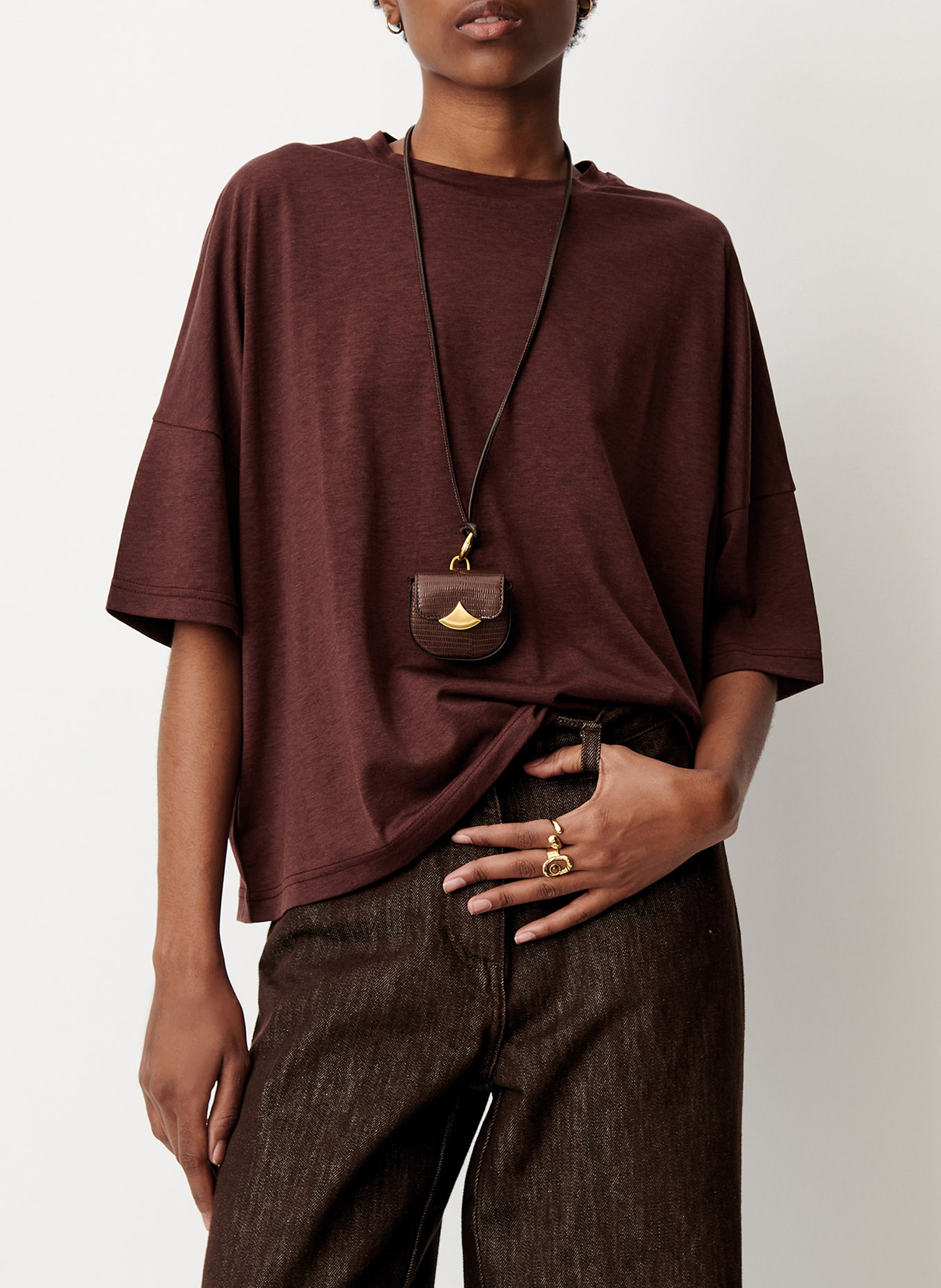Tee-shirt oversize col rond dorel SESSUN Marron