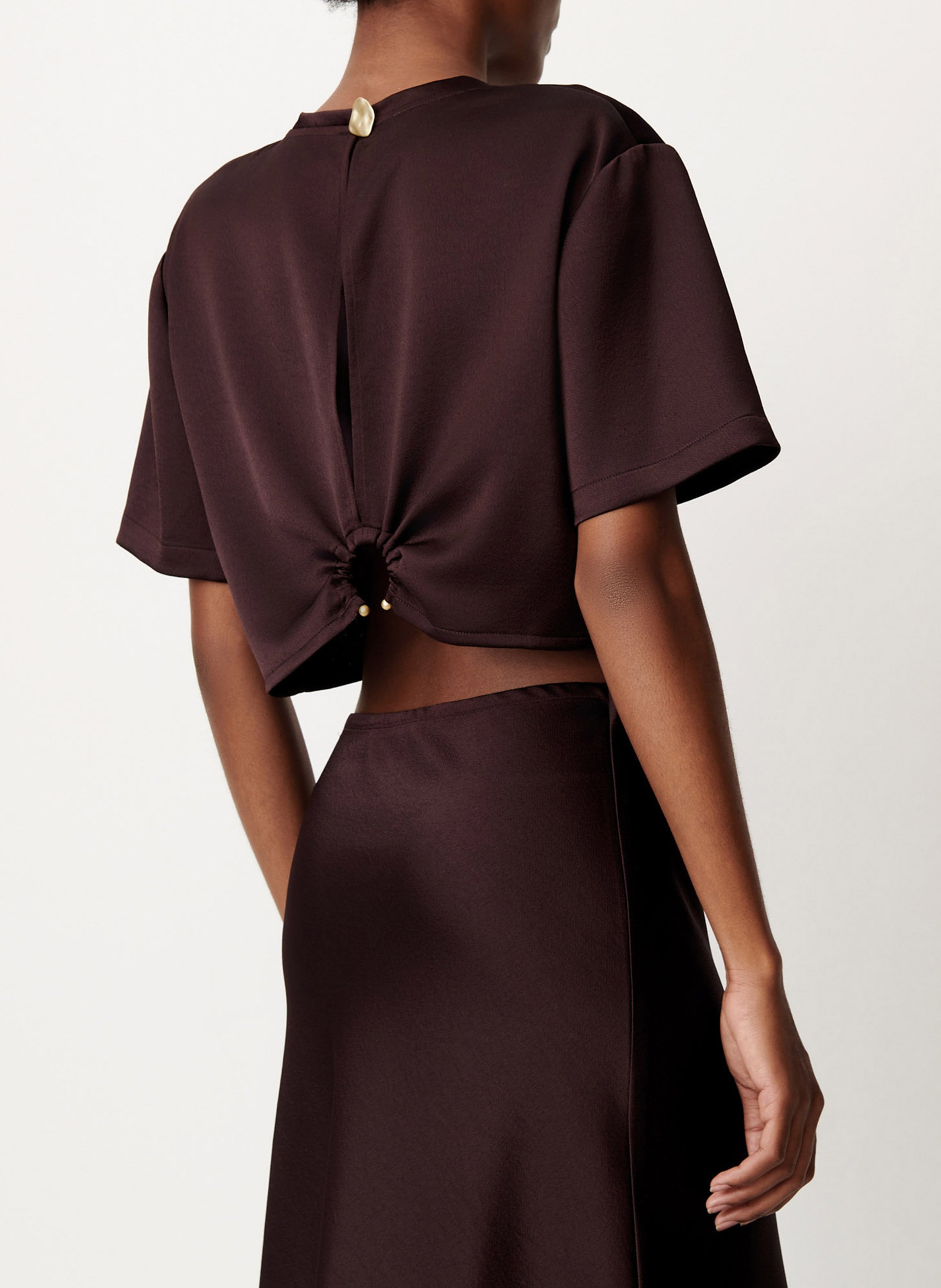 Top droit col rond mocambo SESSUN Marron