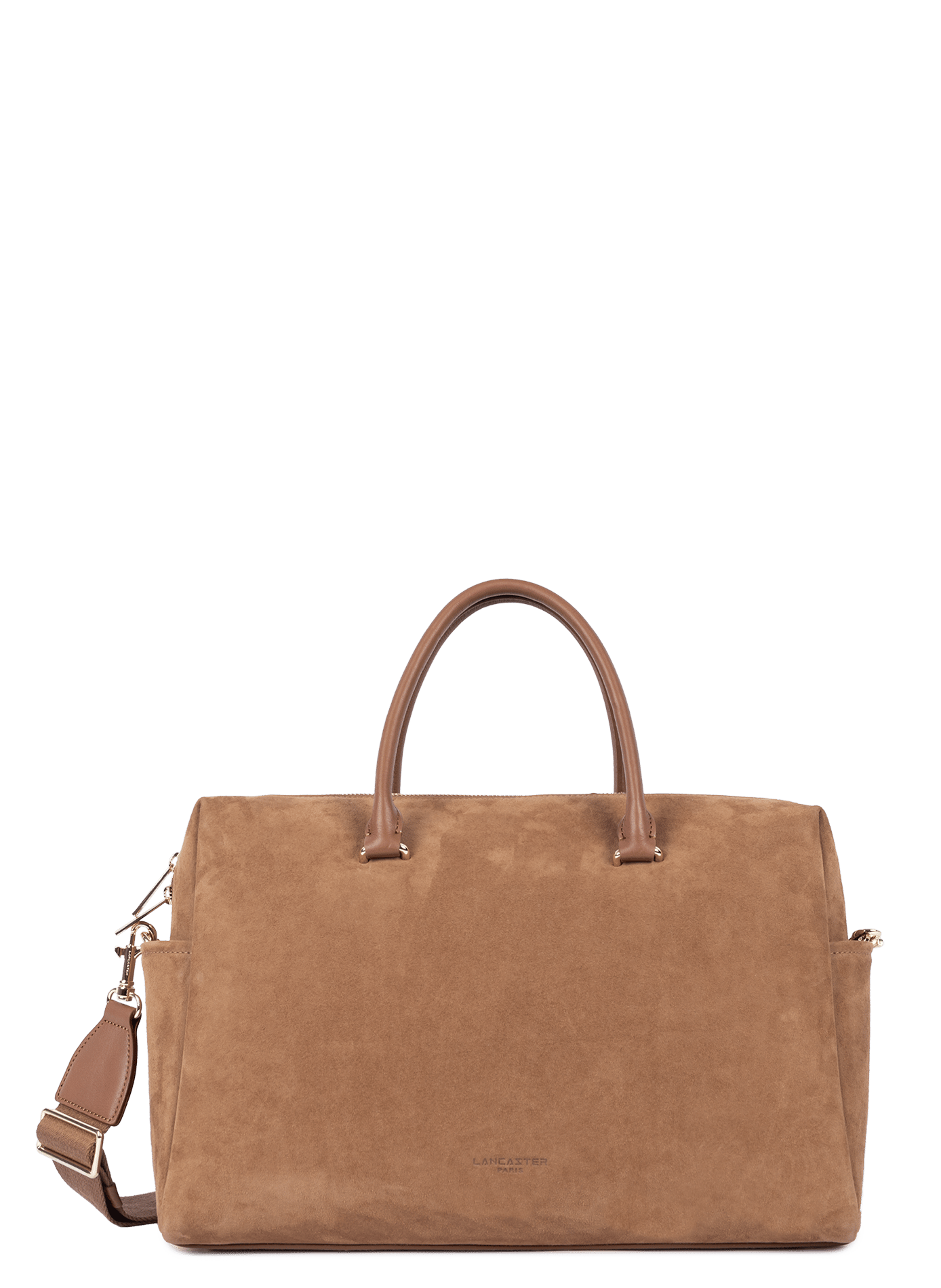 Sac cabas main - suède cube LANCASTER Marron
