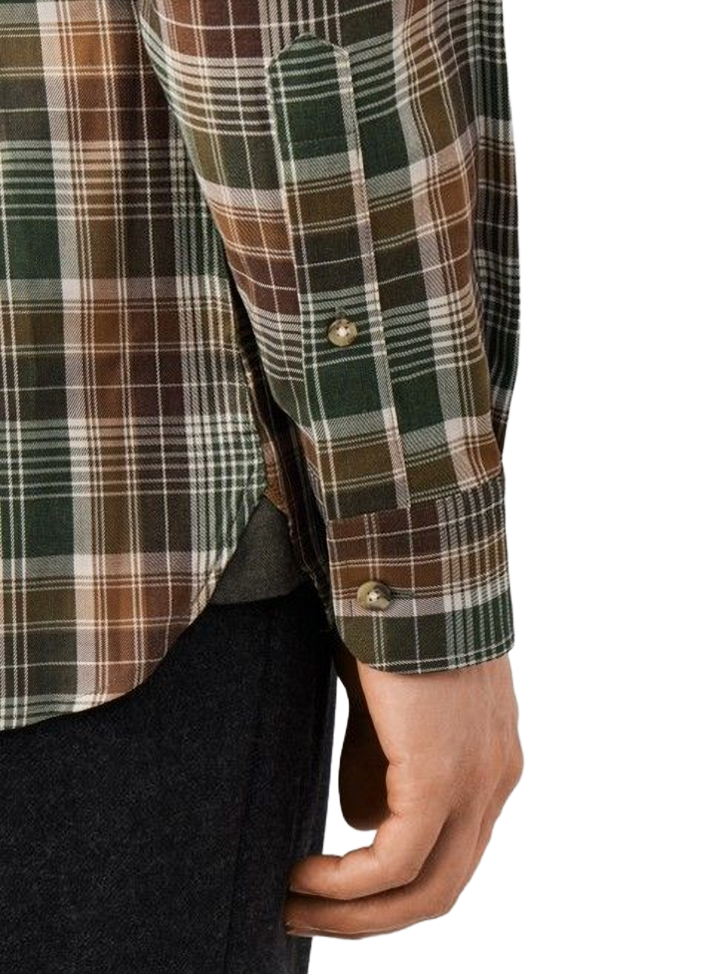 Gerade geschnittenes Baumwollhemd mit Button-down-Kragen und Karomuster HACKETT Khaki