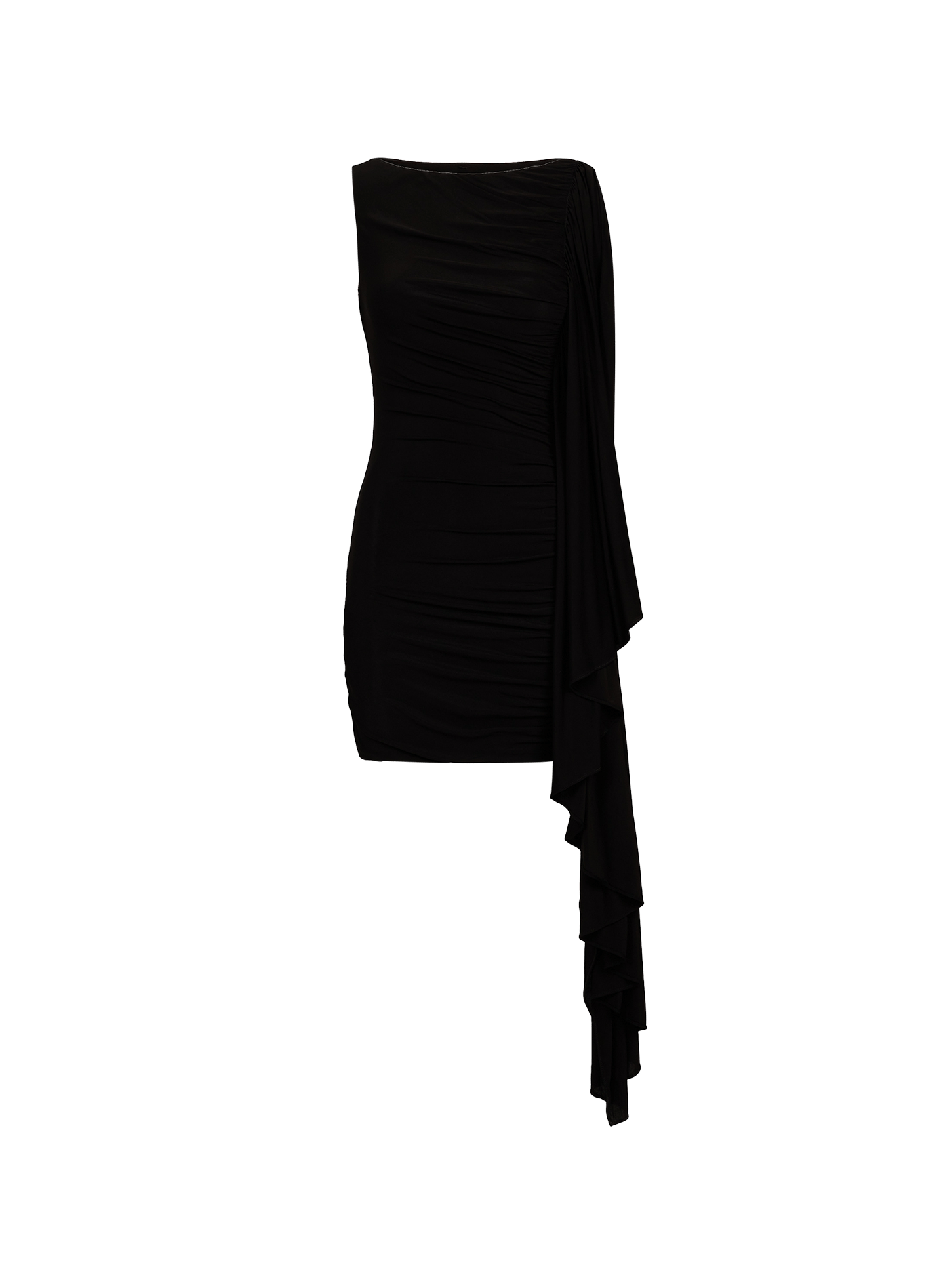 Kurzes asymmetrisches Kleid mit Raffungen ALEXANDER WANG Schwarz