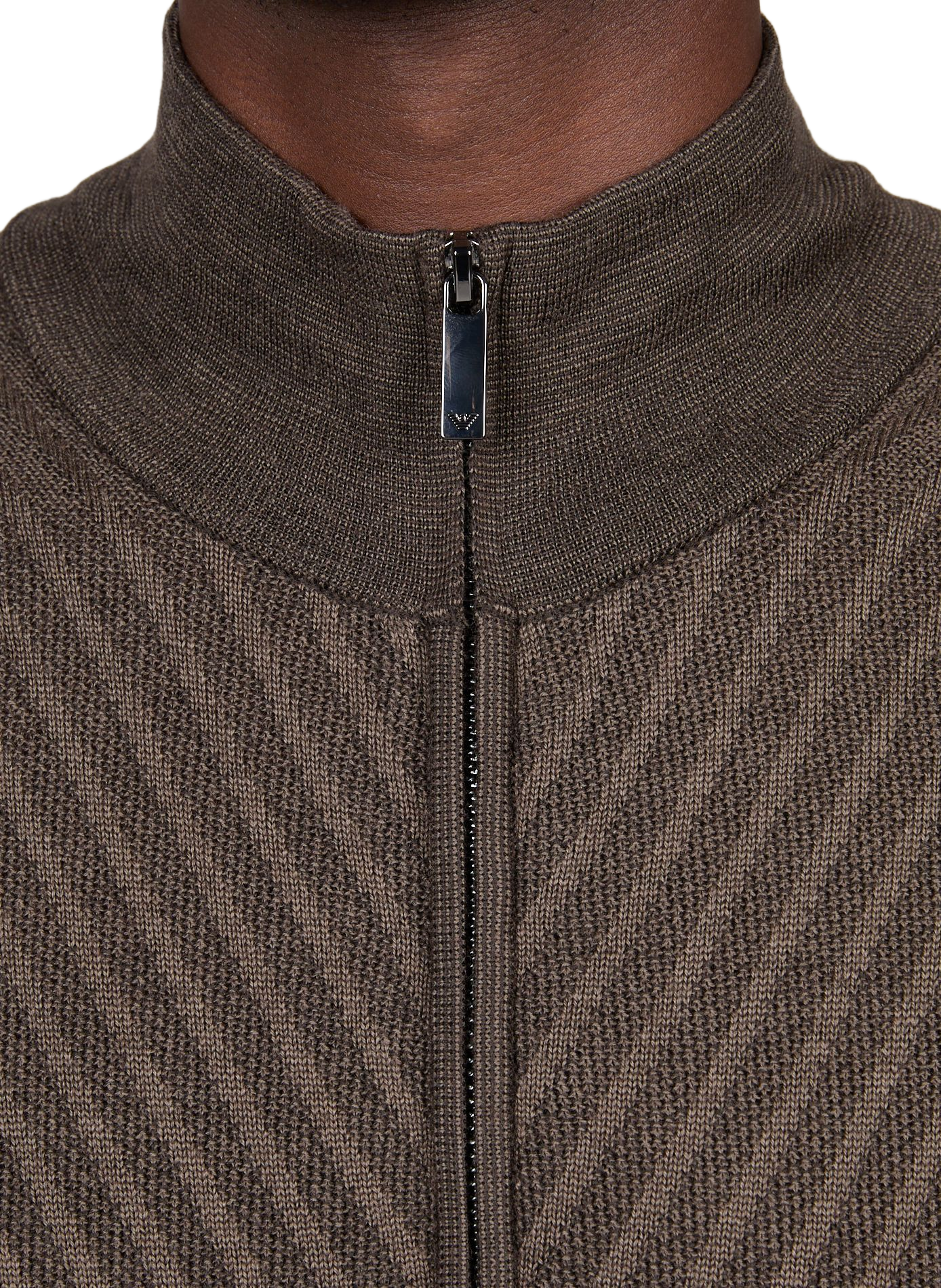 Gerader Wollpullover mit Reißverschluss EMPORIO ARMANI Braun