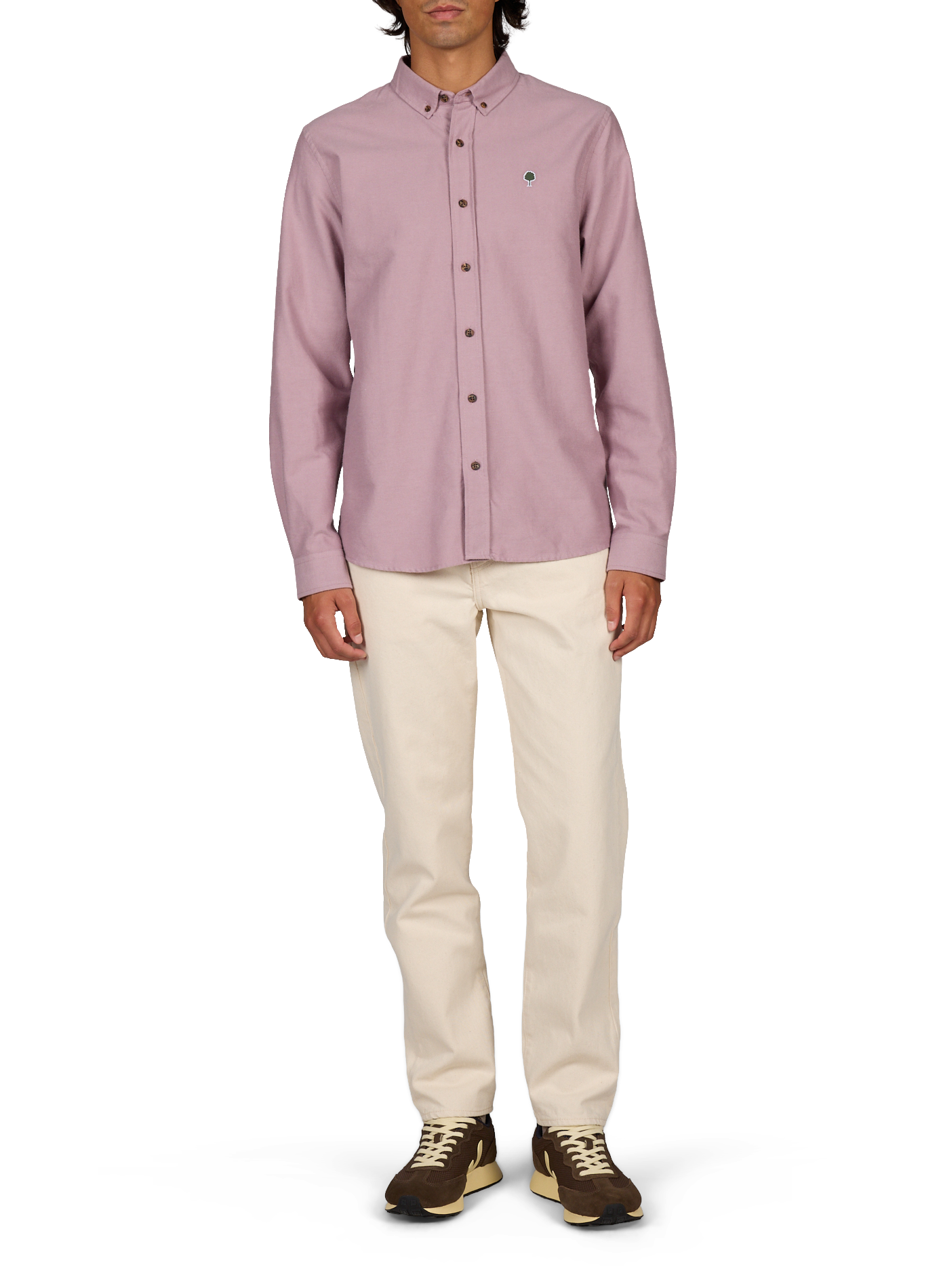 Straight Fit Button-Down Cotton Shirt FAGUO Red