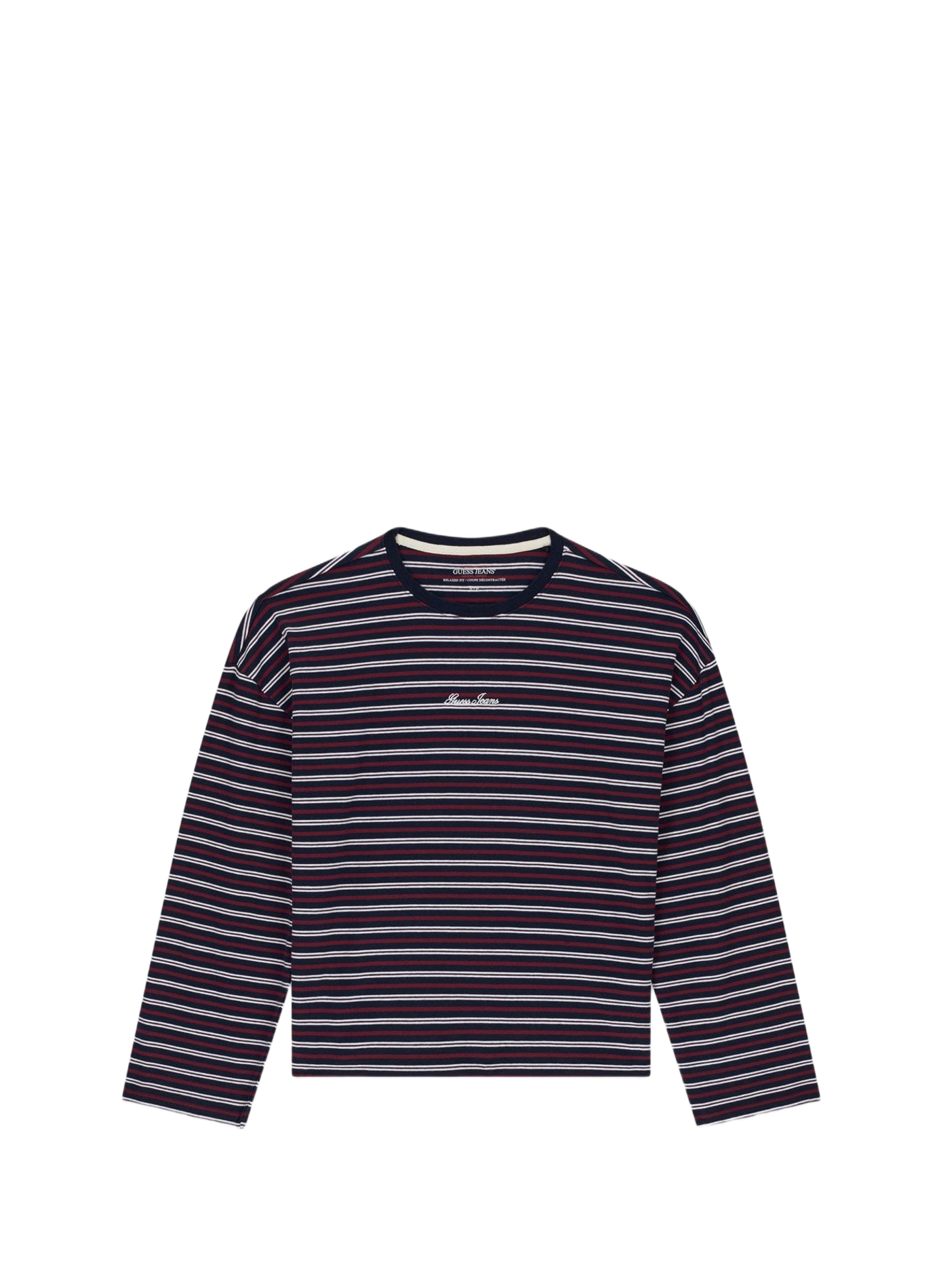 Striped long-sleeved T-shirt in a cotton blend GUESS Blue