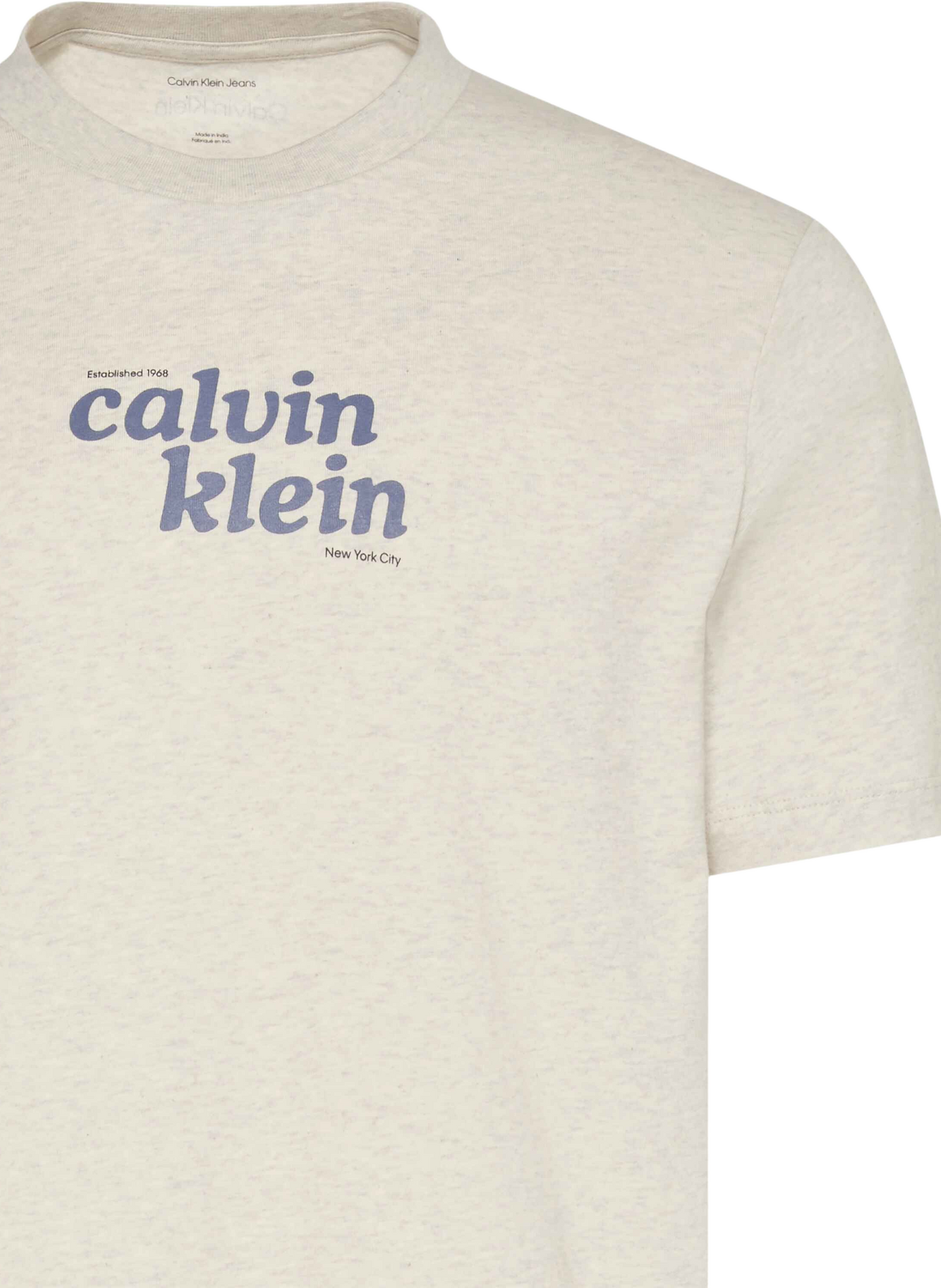 Camiseta recta cuello redondo estampada de algodón CALVIN KLEIN Gris