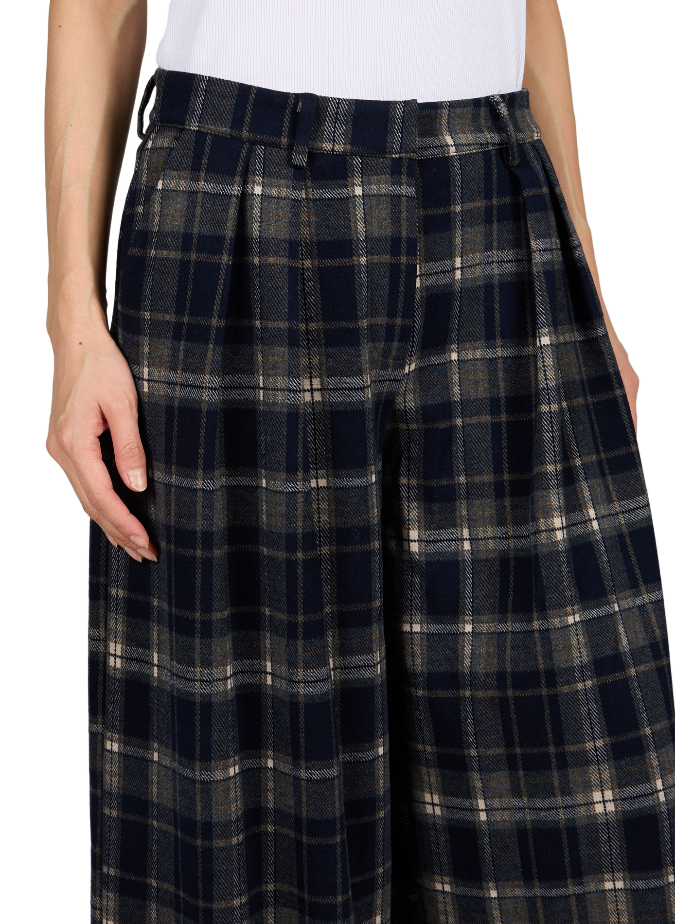 Wide-leg checked trousers  OBJECT Blue