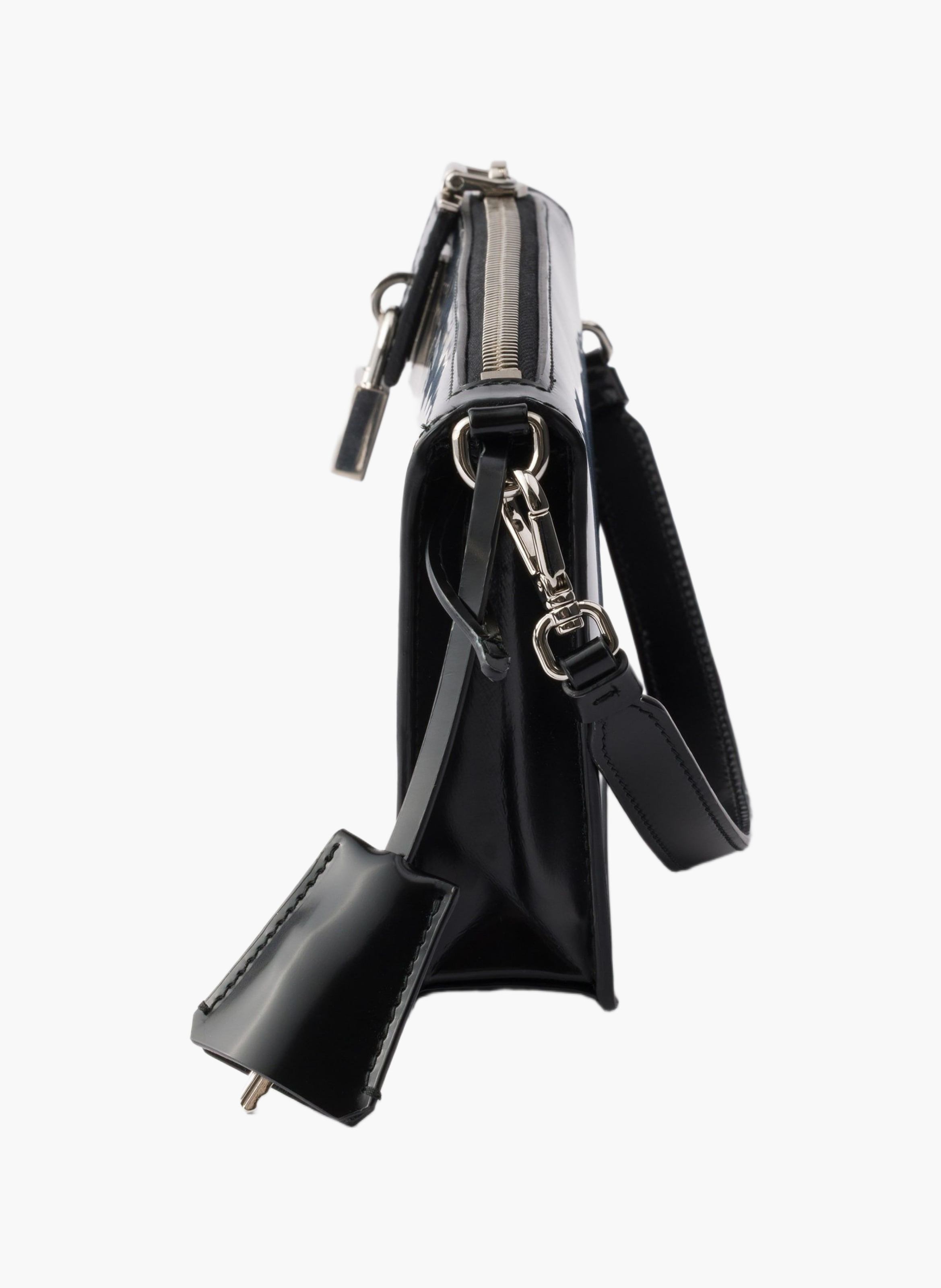 Mini pochette en cuir brossé PRADA Noir