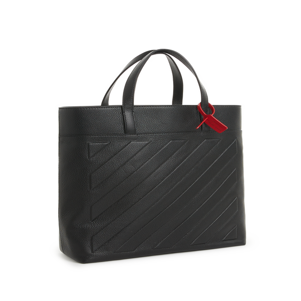 Off-white Binder Leather Tote Bag In Black