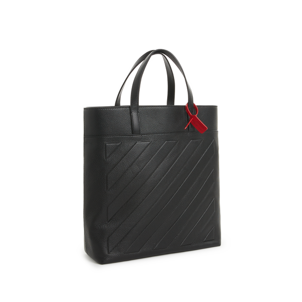 Off-white Binder Leather Tote Bag In Black