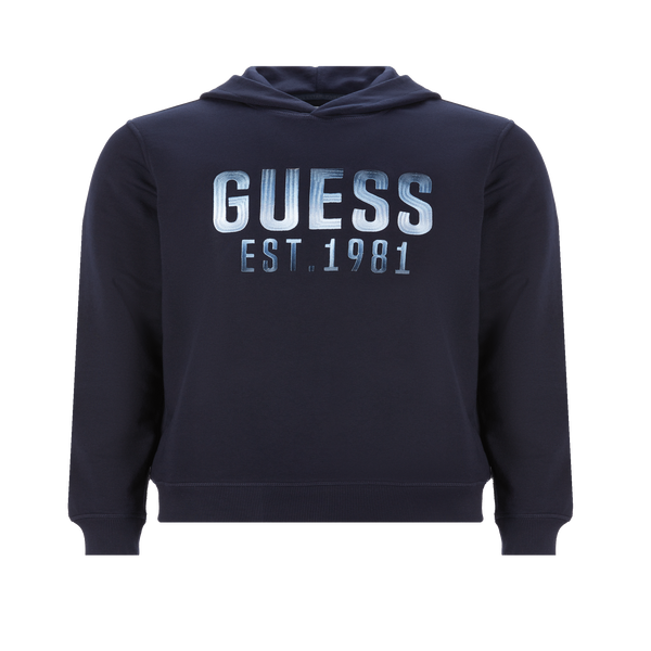 Guess Cotton Hoodie In Blue