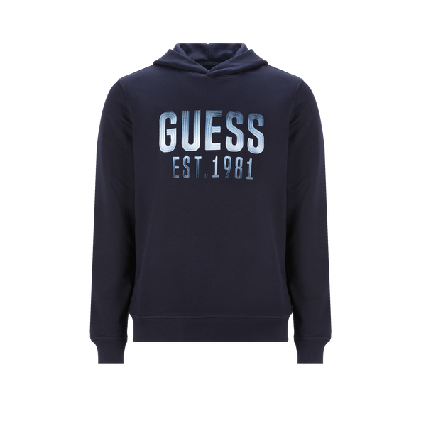 Guess Cotton Hoodie In Blue